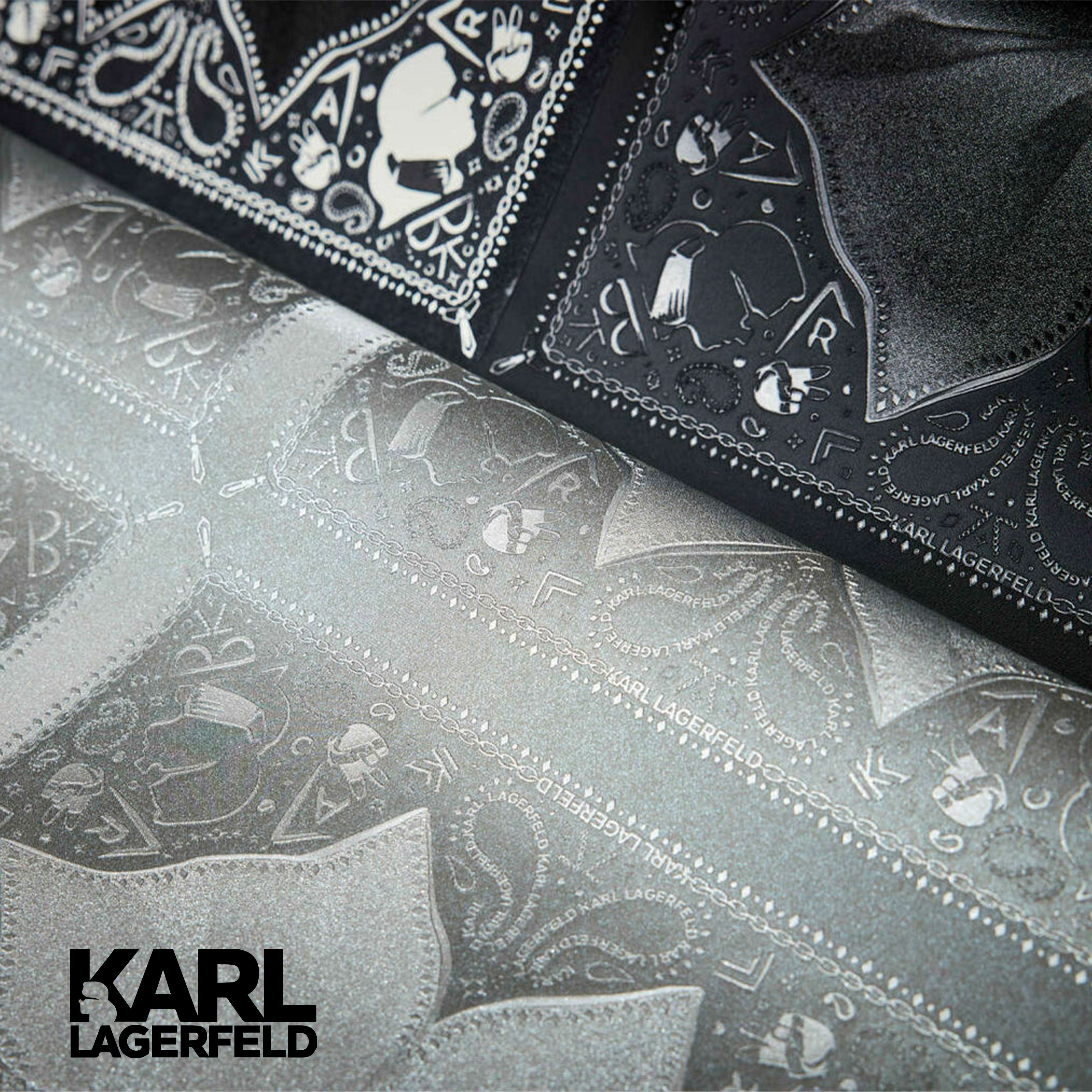 5,32mq Rotolo Carta da Parati griffata KARL LAGERFELD in TNT a rilievo multigloss PREMIUM 10,05x0,53mt cod. 37845-2 - Eternal Parquet
