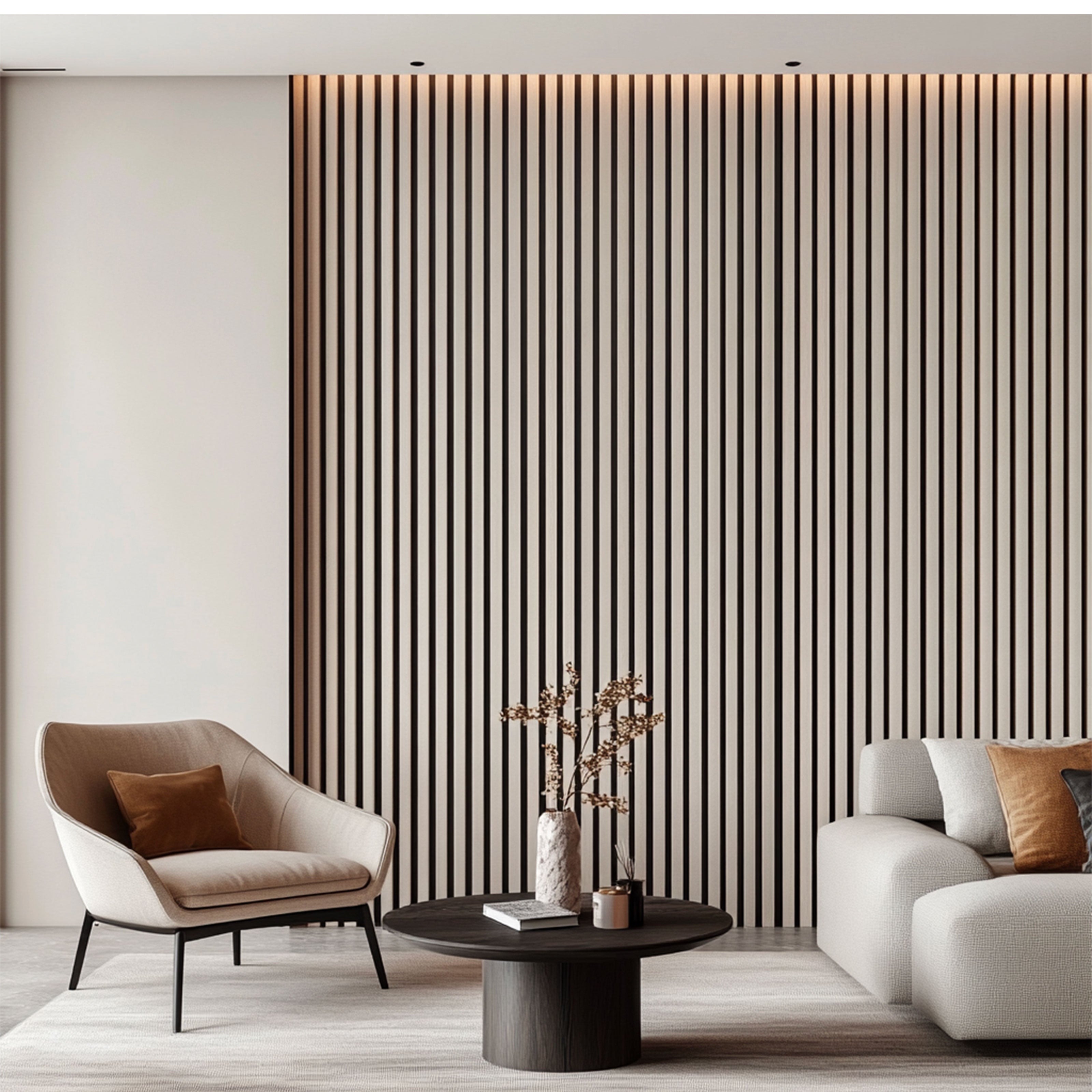 Pannello ACUSTICO (1,74mq) a Lamelli AUTOADESIVO rivestito in VERO LEGNO + feltro + fibra di legno - mis. 12x600x2900mm ACERO BIANCO - Eternal Parquet