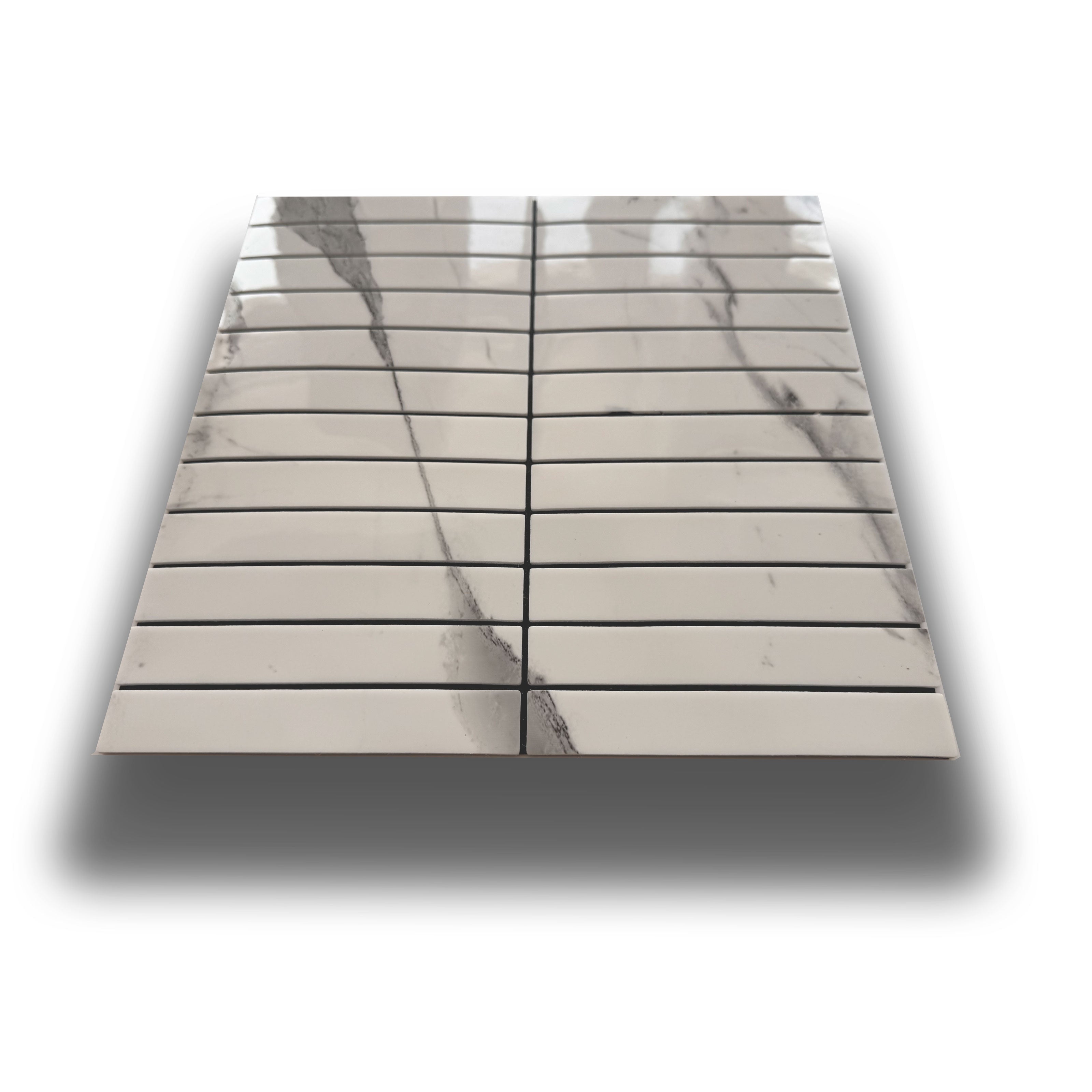 Piastrelle 3D Autoadesive in PET acustiche e isolanti 30x30cm (4mm spessore) LAMELLI CARRARA - Eternal Parquet