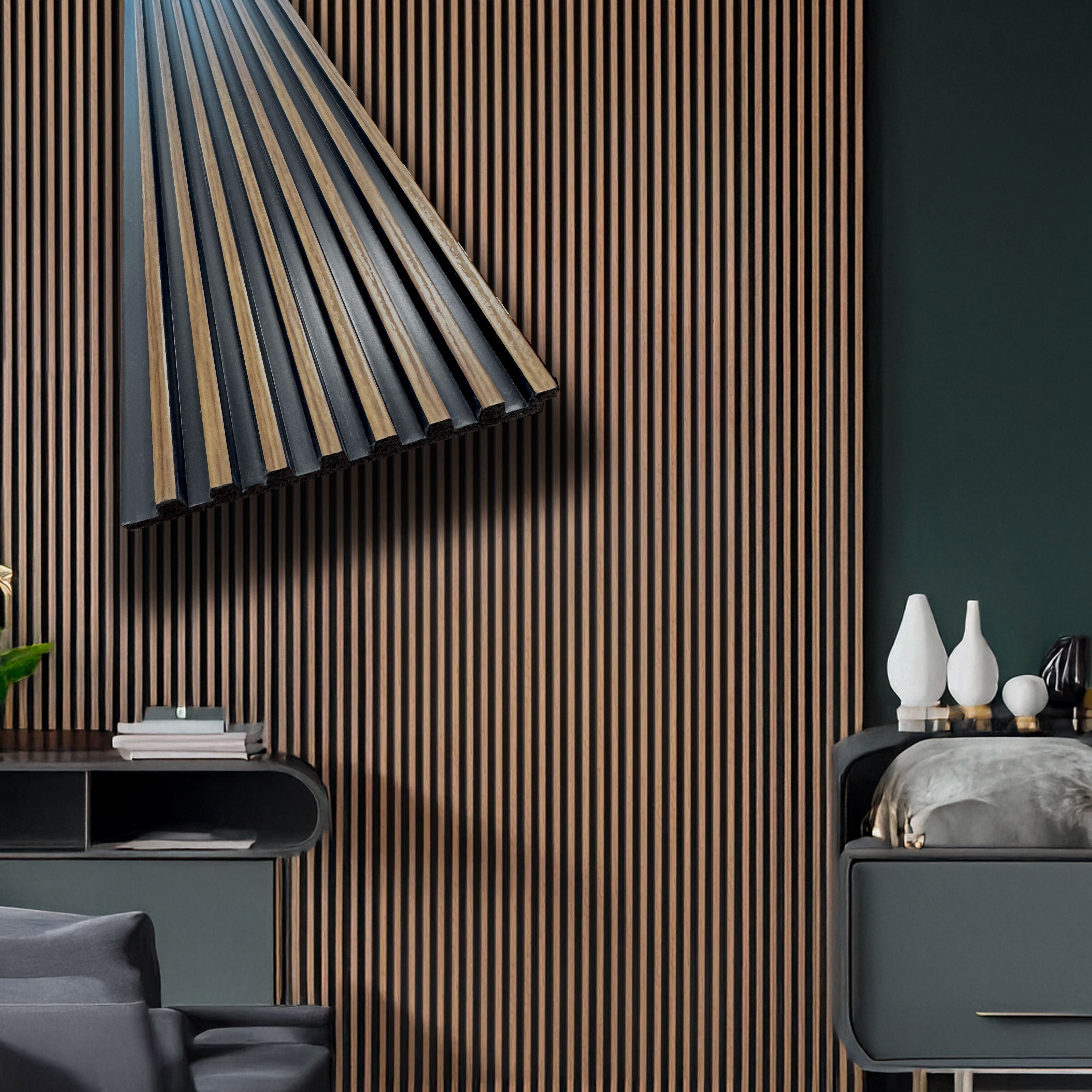 €2,99ml - Asta intera 12x122x2900mm di Rivestimento Parete Boiserie cannettato Lamelli stretti in Polimeri ROVERE BRUNO - Eternal Parquet