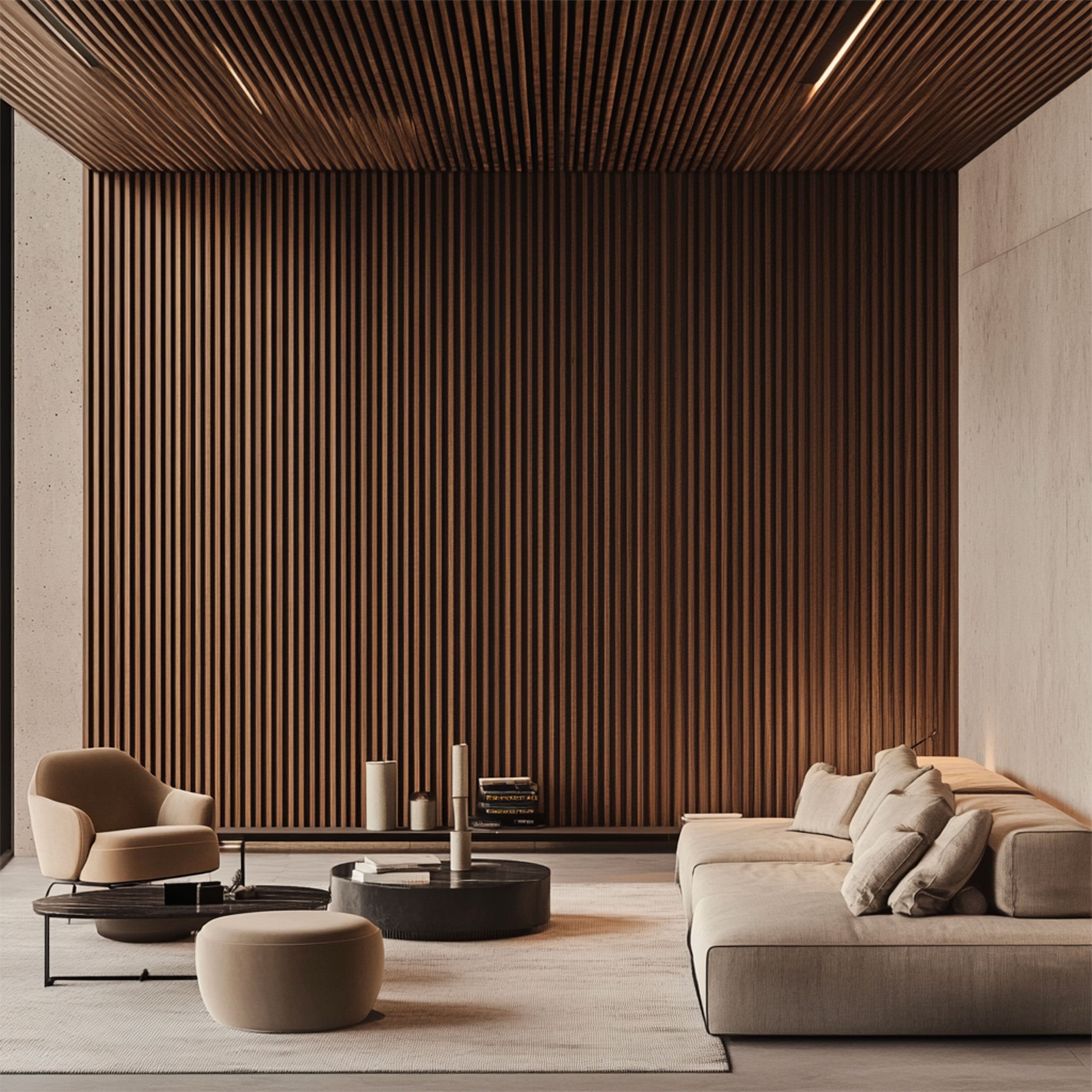 Pannello ACUSTICO (1,74mq) a Lamelli AUTOADESIVO rivestito in VERO LEGNO + feltro + fibra di legno - mis. 12x600x2900mm NOCE - Eternal Parquet