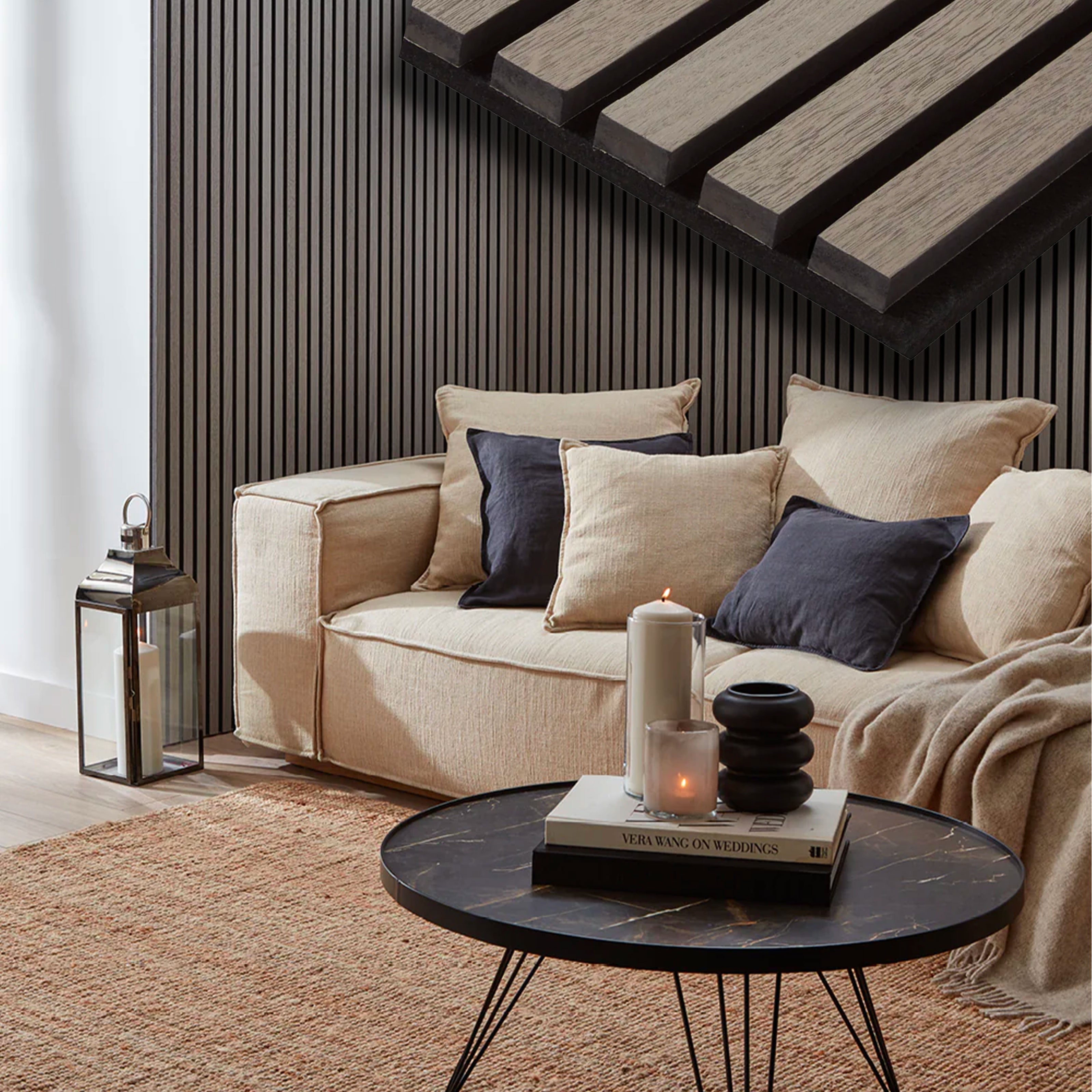 Pannello Acustico Feltro e fibra di legno Lamelli millerighe ROVERE GRIGIO 120x34x1,5 - Eternal Parquet