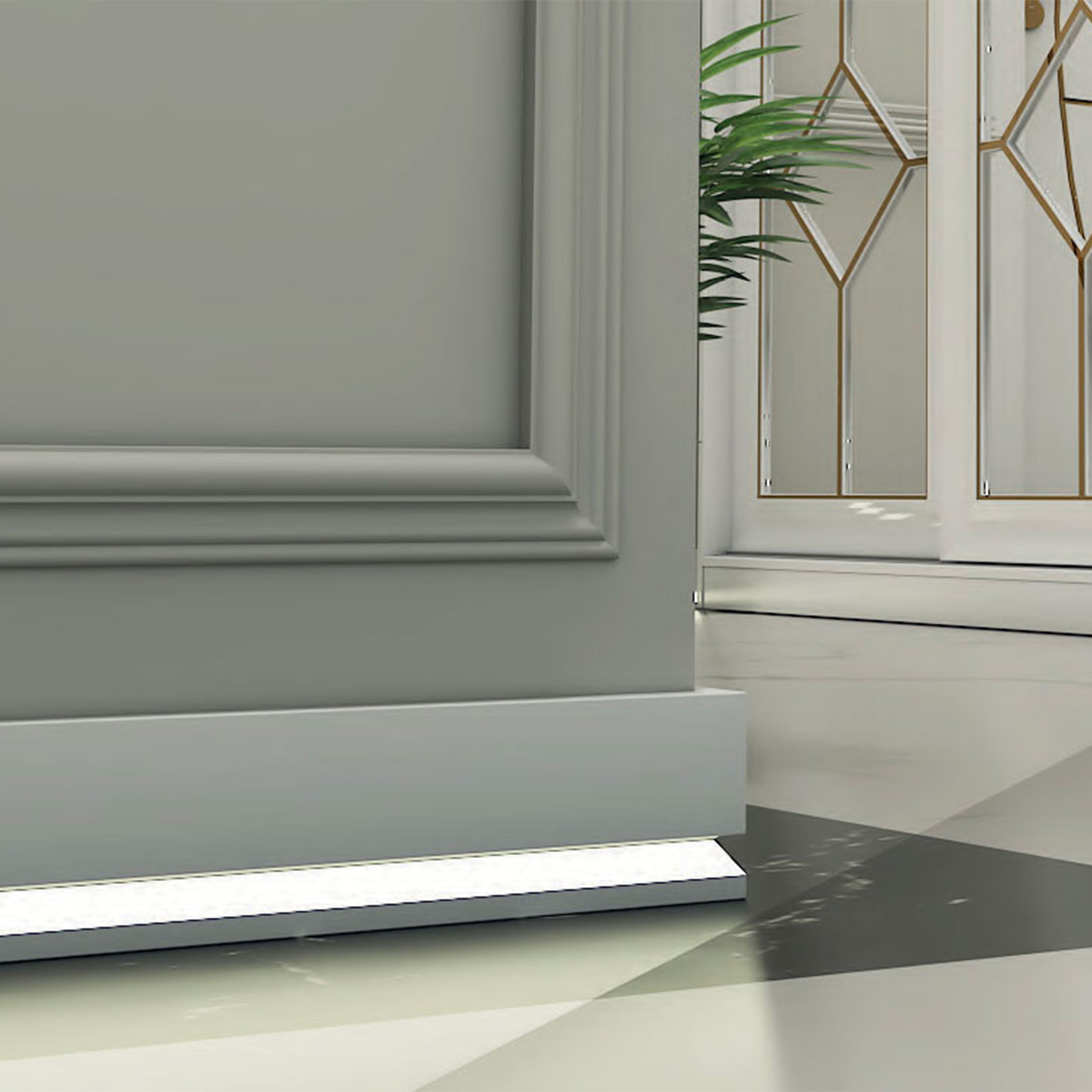 bancale da 100,8ml di Battiscopa SQUADRATO incasso LED in POLIMERI FeelingWood-HD 100x18mm - BIANCO - Eternal Parquet