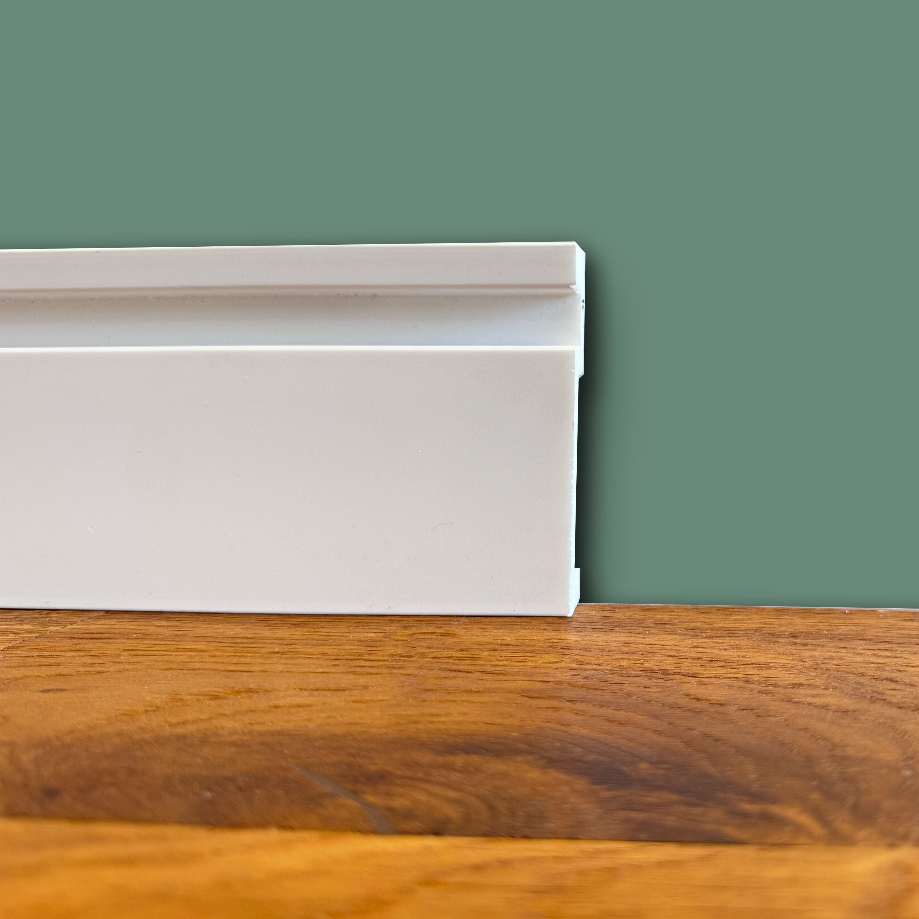 100ml di Battiscopa Quadro predisposizione LED in POLIMERI linea BASICBOARD 100x20mm - BIANCO pitturabile - Eternal Parquet