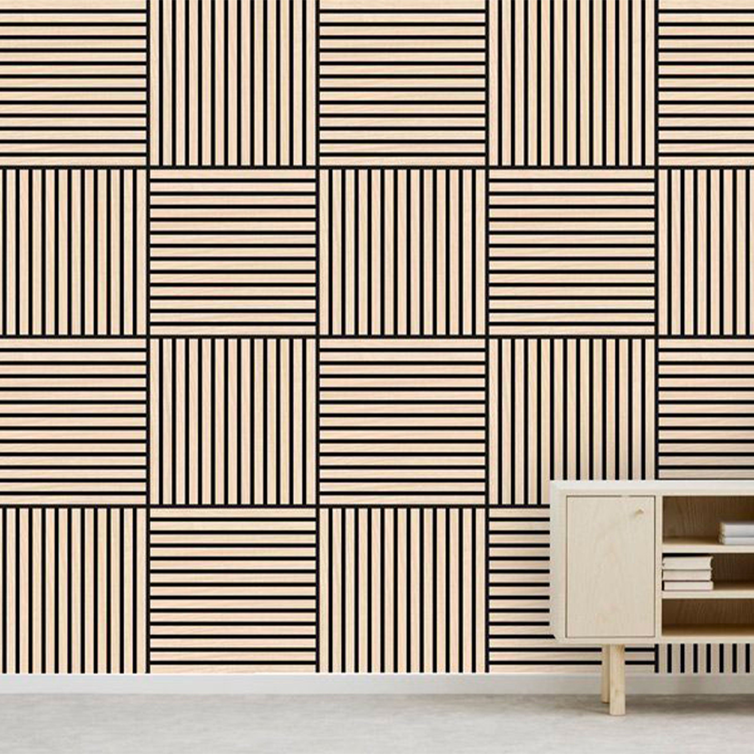 JANGAL Parete acustica a pannelli Modulabile LAMELLI 52x52cm rivestiti vero ROVERE mod. LETEA OAK - Eternal Parquet