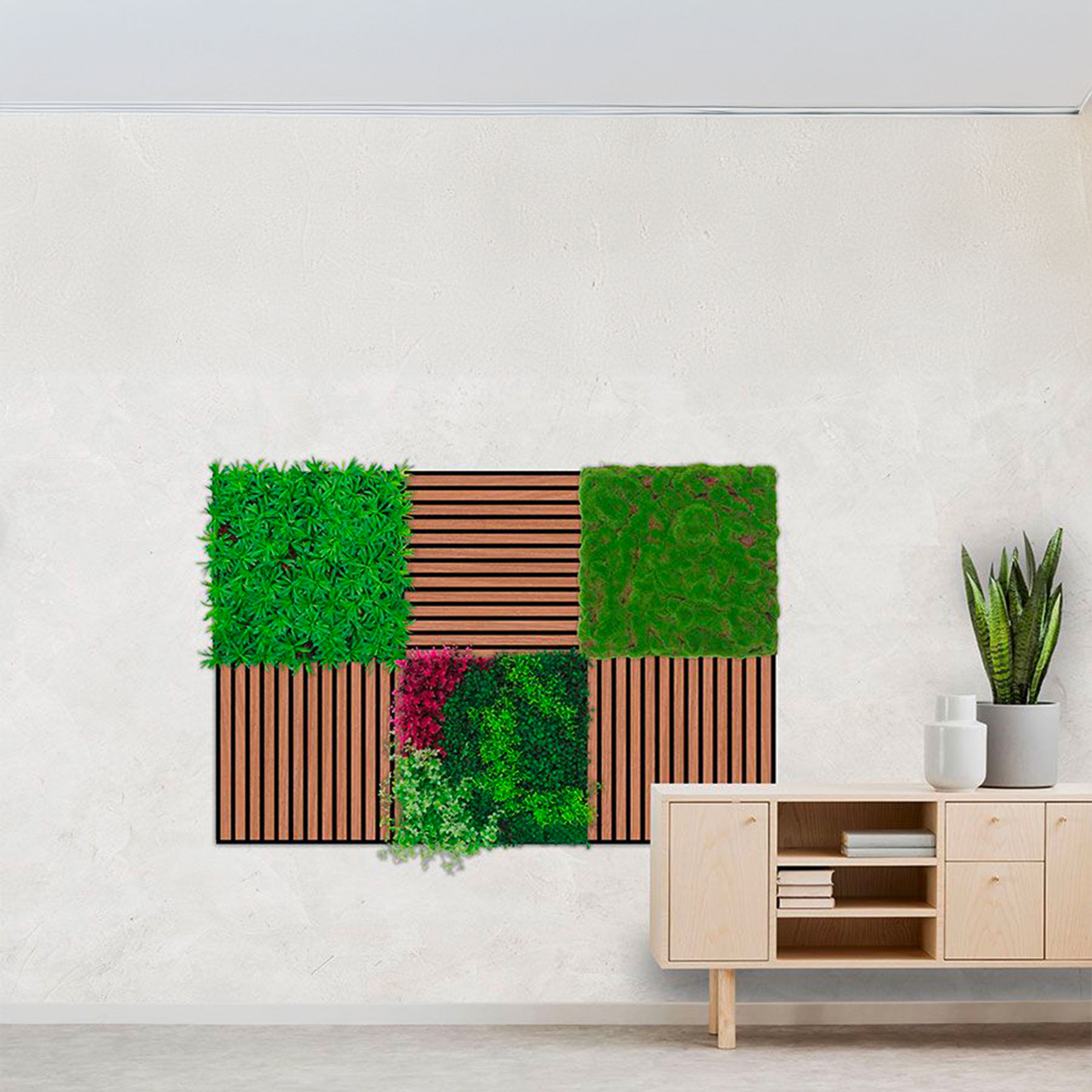 JANGAL Pannelli acustici Modulabili in FLORA sintetica ULTRAREALISTICA 52x52cm mod. LIME GREEN - Eternal Parquet