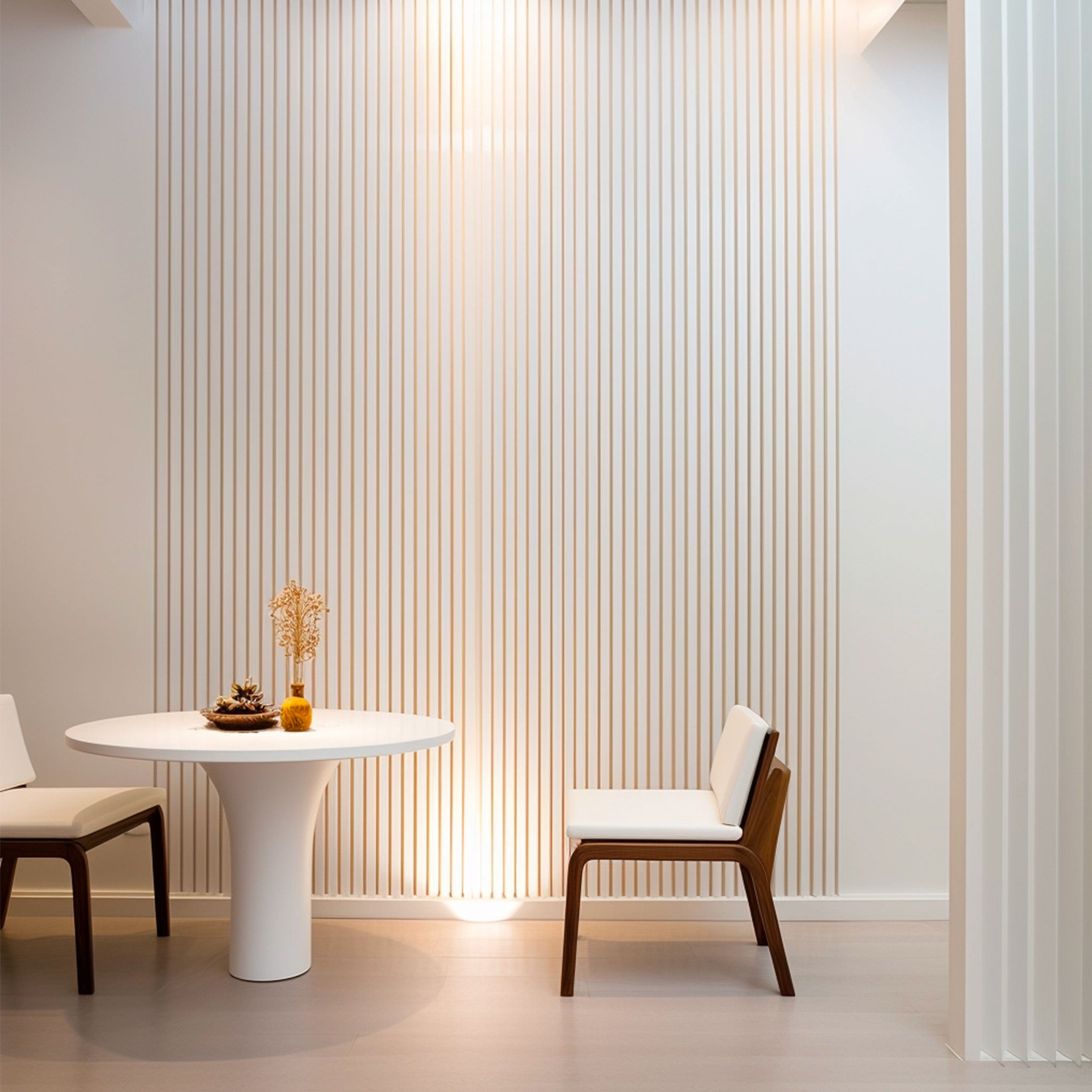 pacco da 1,12mq (4 aste 11x100x2800mm) di Rivestimento Parete lamelli millerighe in legno " MASSELLO LACCATO BIANCO " Eternal Parquet