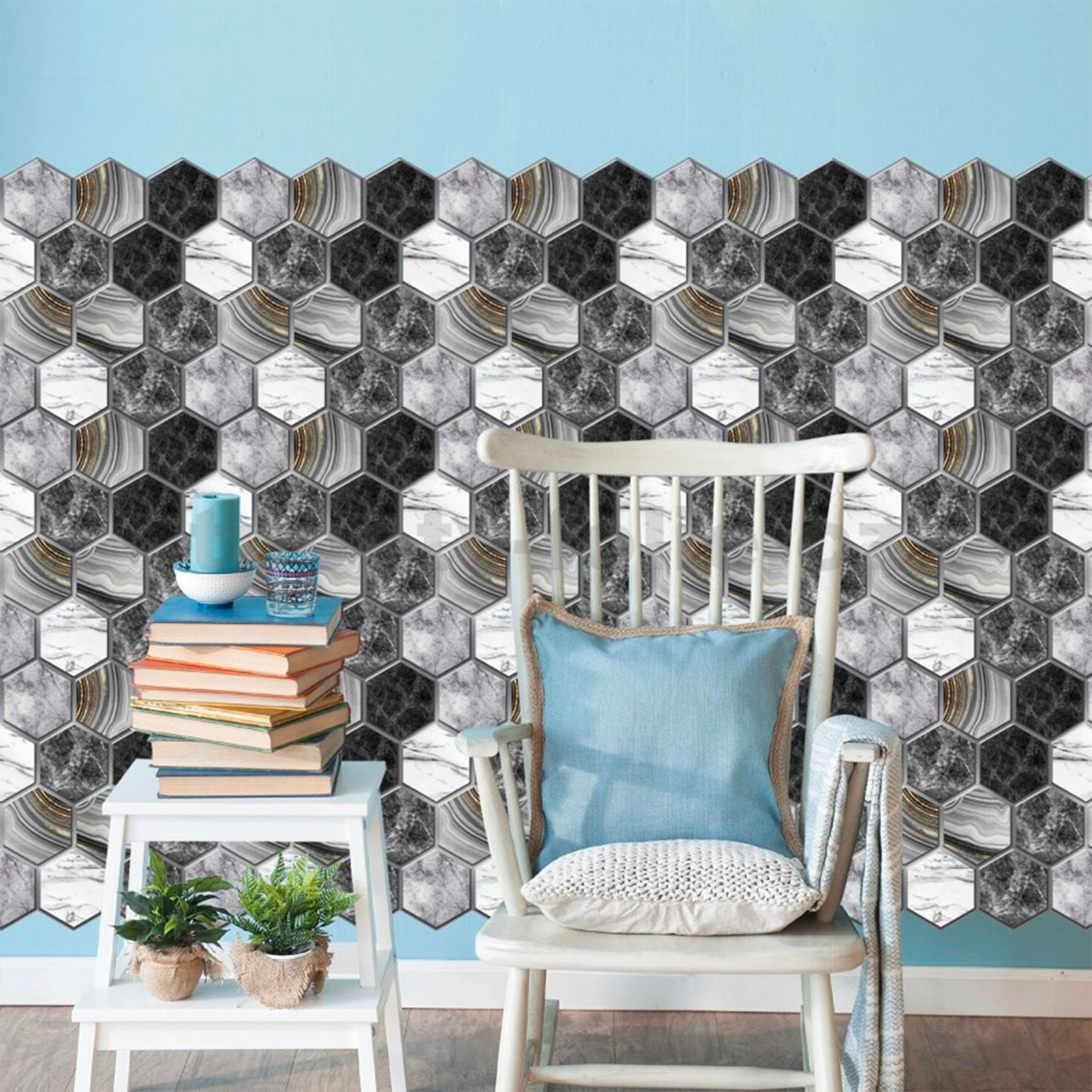 pacco da 4 Pannelli 3D Autoadesivi in PVC 30X30cm vari decori ultrarealistici ideali per bagni e cucine - Eternal Parquet