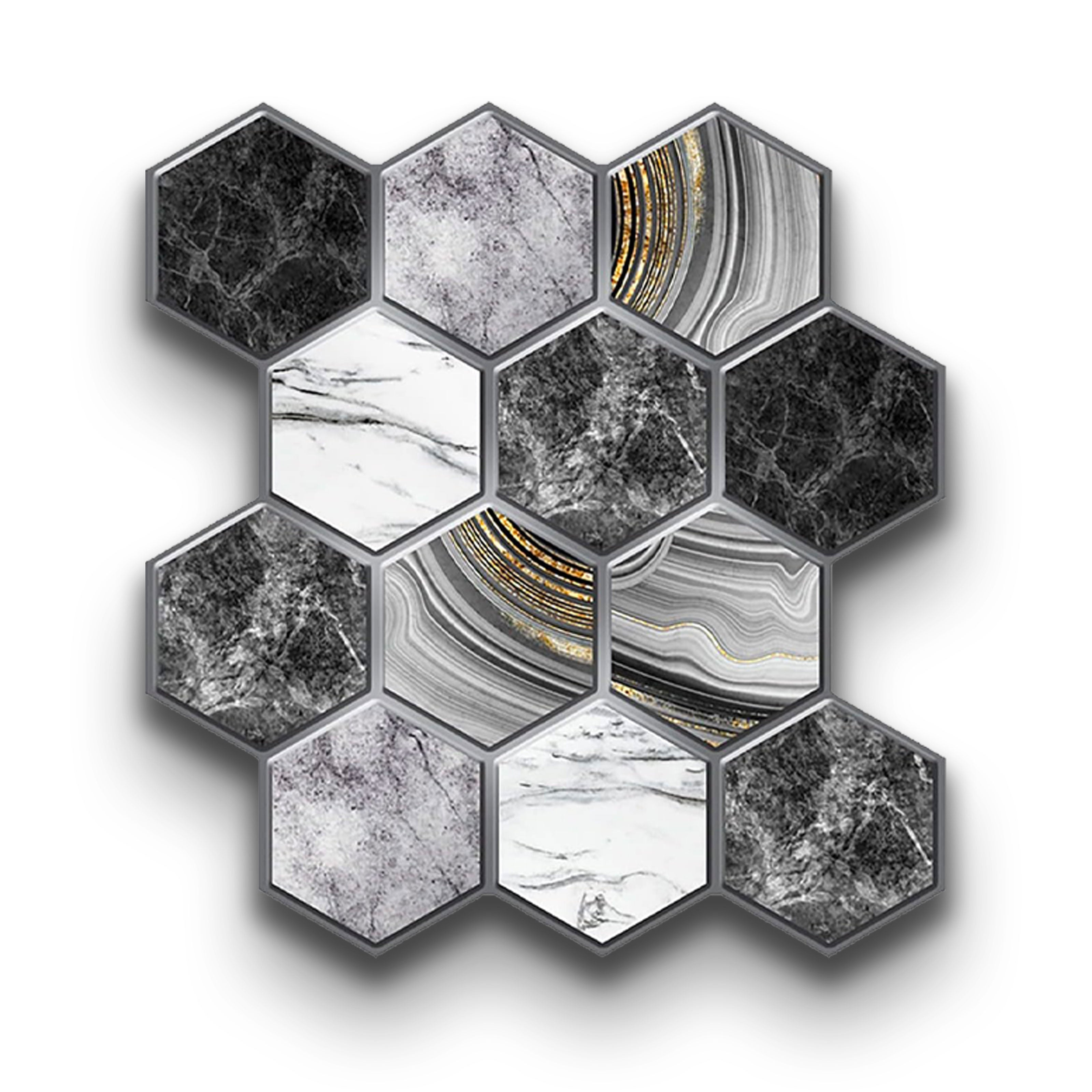 pacco da 4 Pannelli 3D Autoadesivi in PVC 30X30cm vari decori ultrarealistici ideali per bagni e cucine - Eternal Parquet