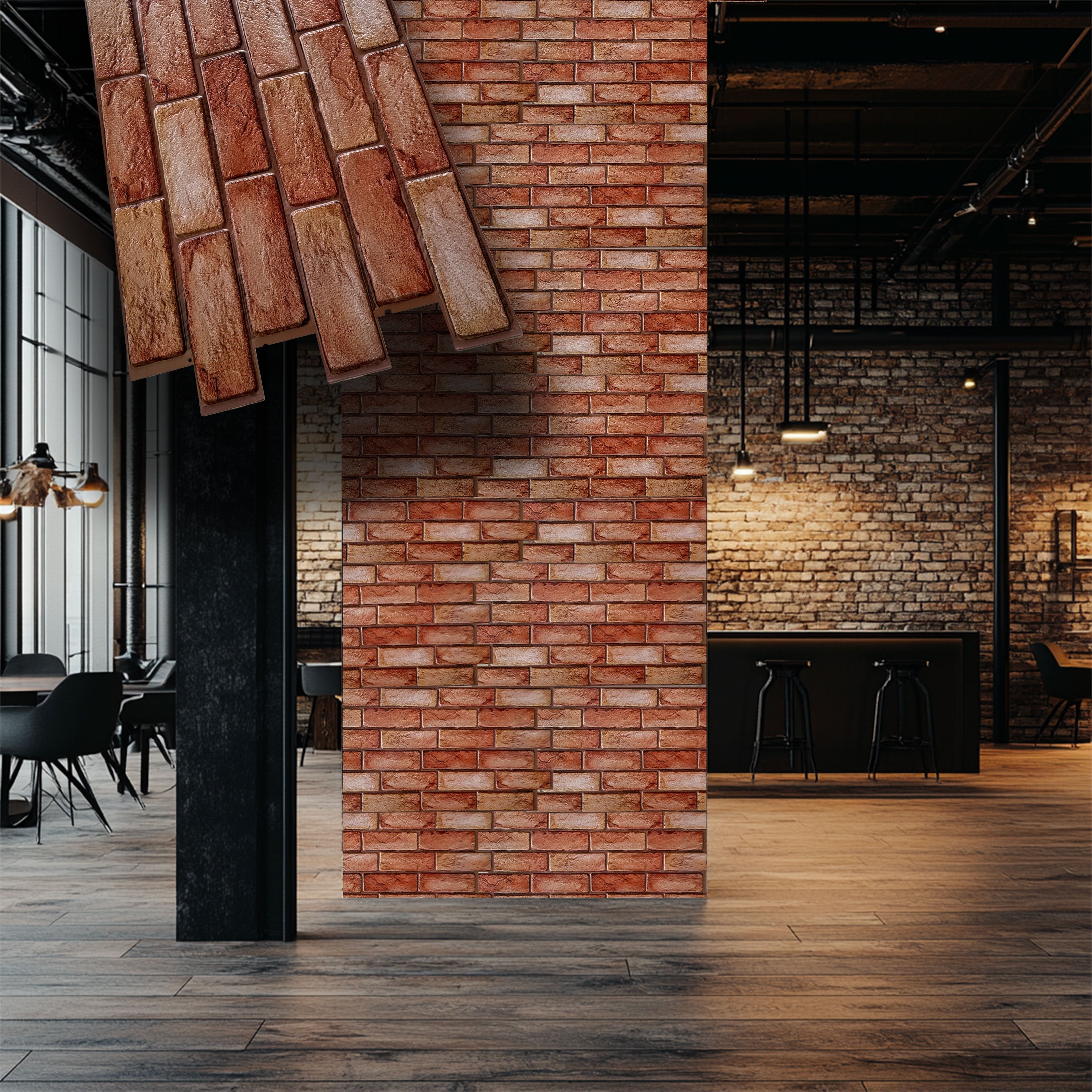 pacchi da 10 o 20 Pannelli 3D Rivestimento a parete in PVC effetto MATTONI COTTO 96x48cm Realistici, isolanti - Eternal Parquet