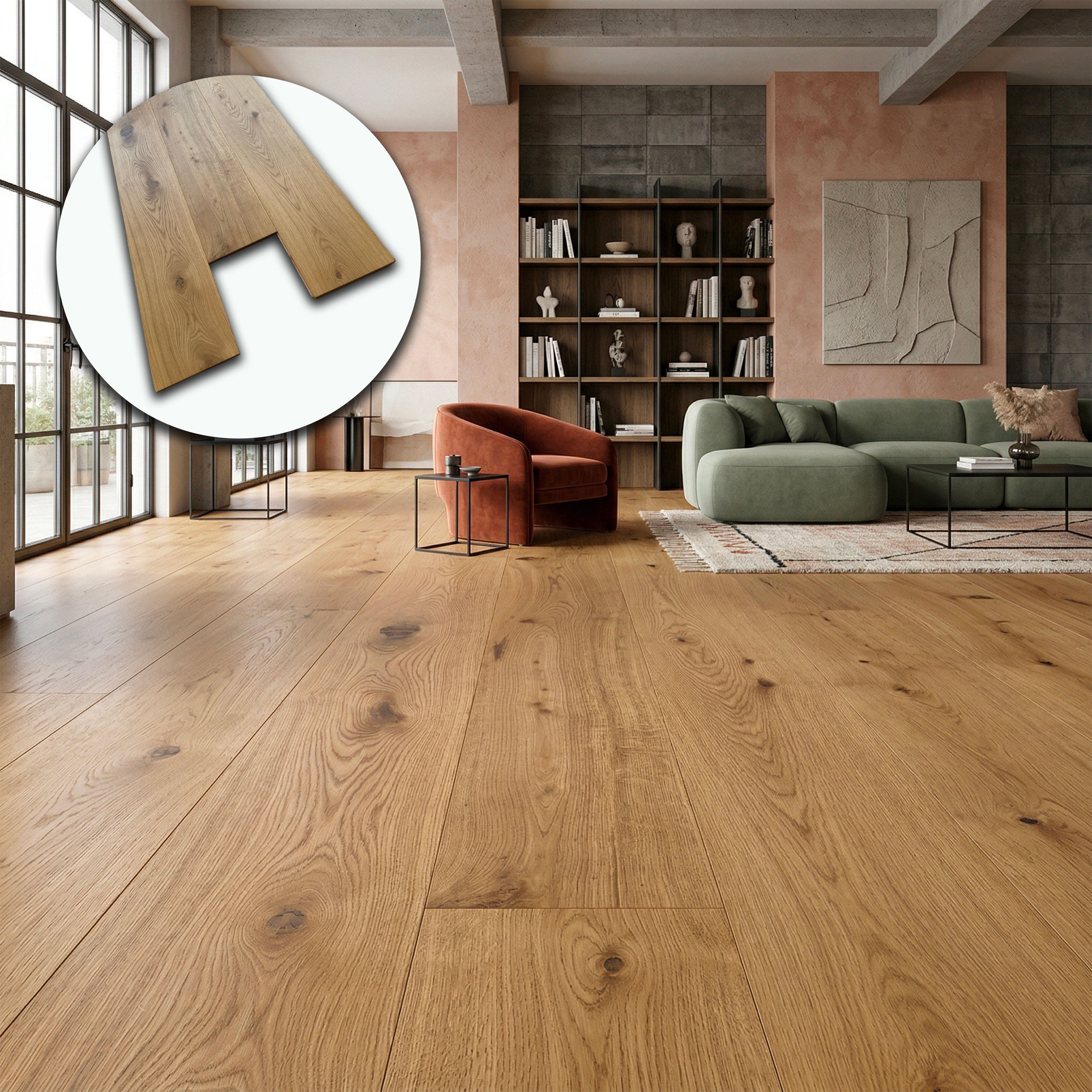 €39,99MQ *STOCK LUXURY* lotto da 42mq Maxilistone in ROVERE prefinito spazz. 14x220x900/1700mm - Eternal Parquet