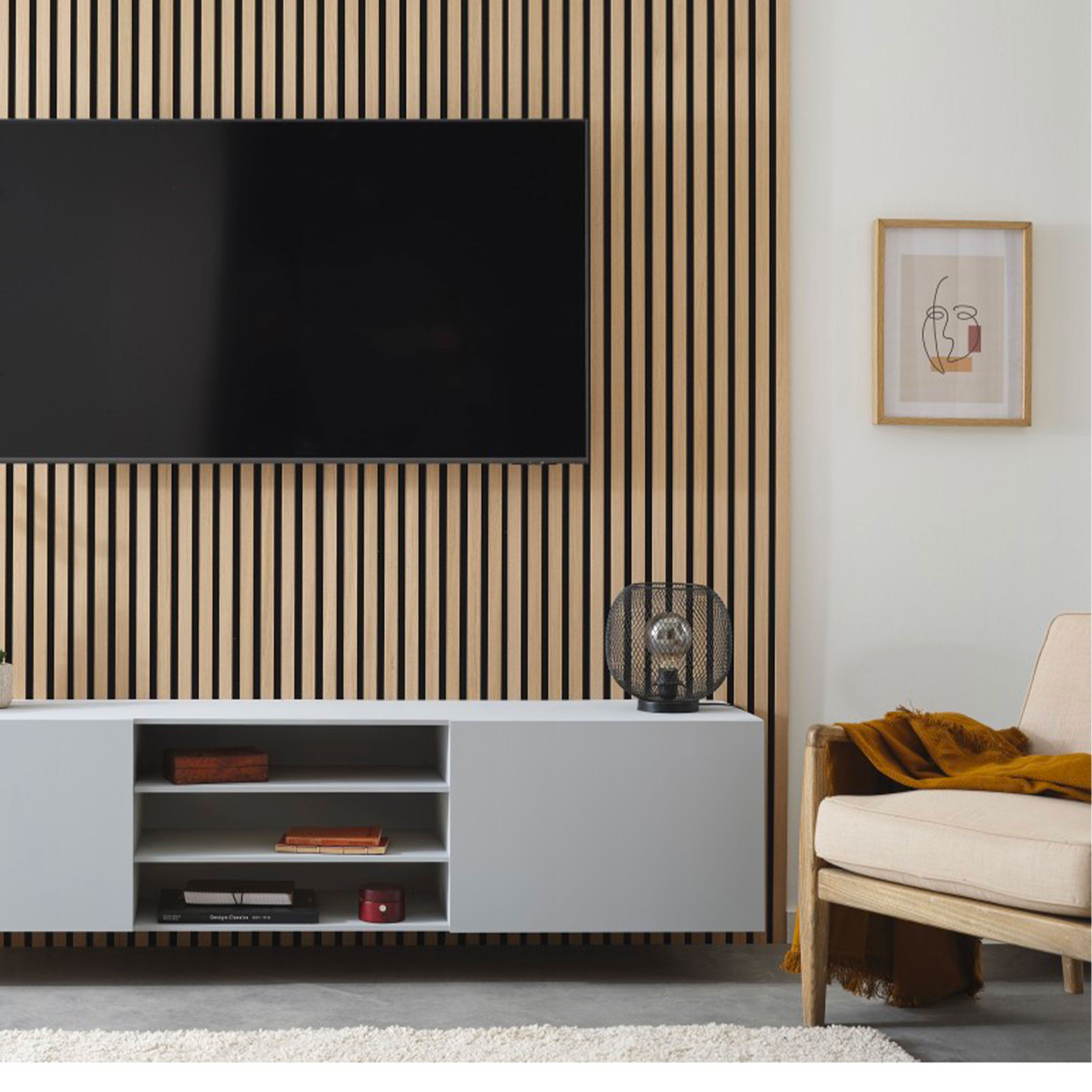 Pannello Acustico Feltro e fibra di legno Lamelli millerighe ROVERE CHIARO 120x34x1,5 - Eternal Parquet