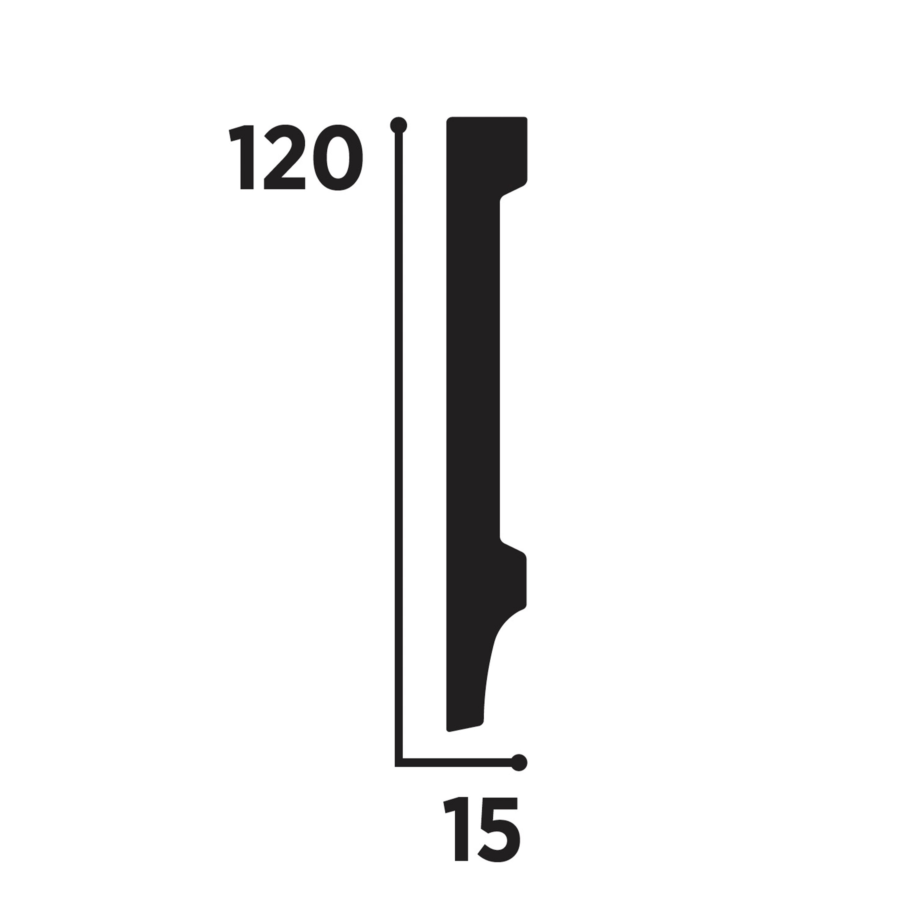bancale da 72ml di Battiscopa DIRITTO SQUADRATO in POLIMERI FeelingWood-HD 120x15mm - BIANCO - Eternal Parquet