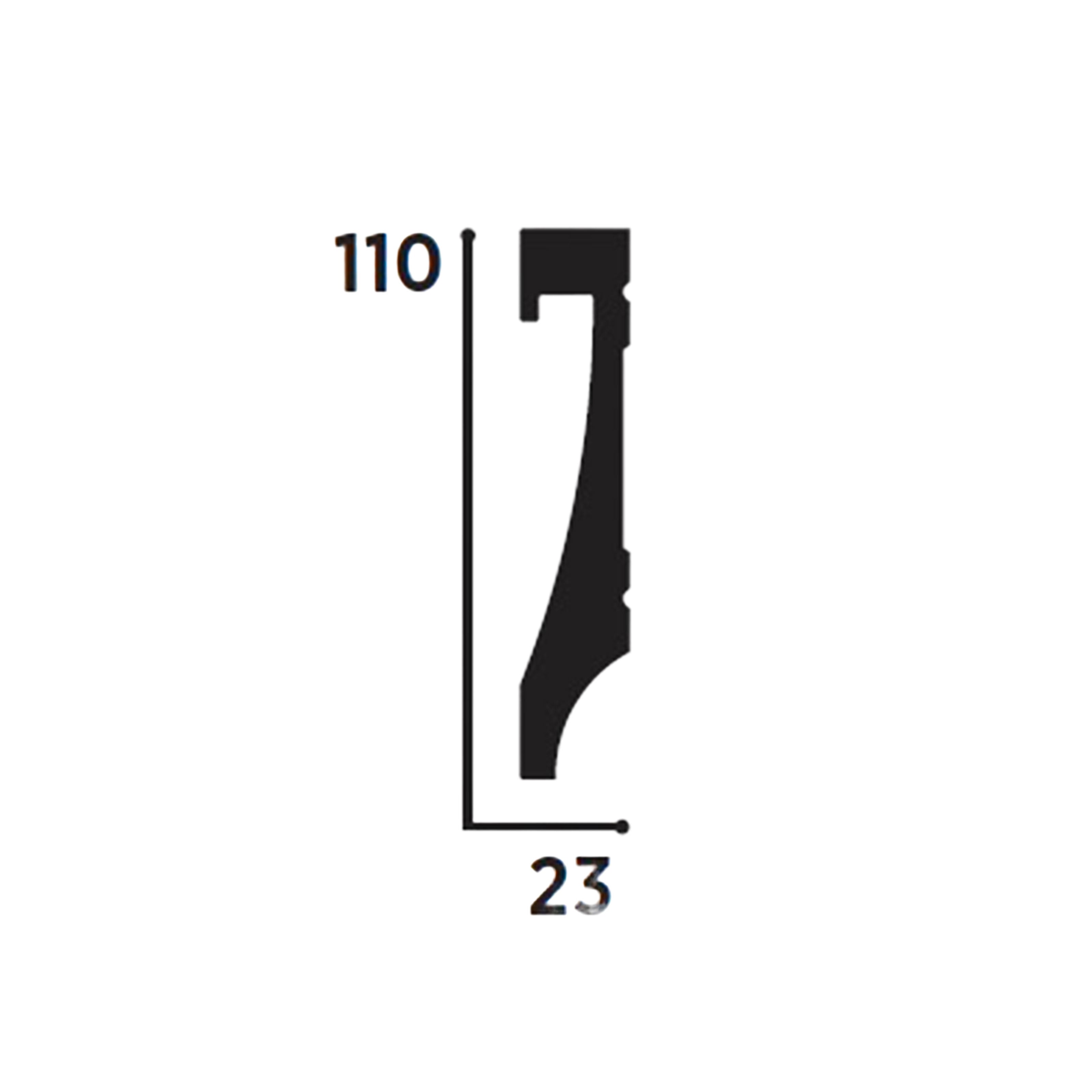 Battiscopa QUADRO incasso LED in POLIMERI FeelingWood-HD 110x23mm - BIANCO (prezzo al metro) - Eternal Parquet