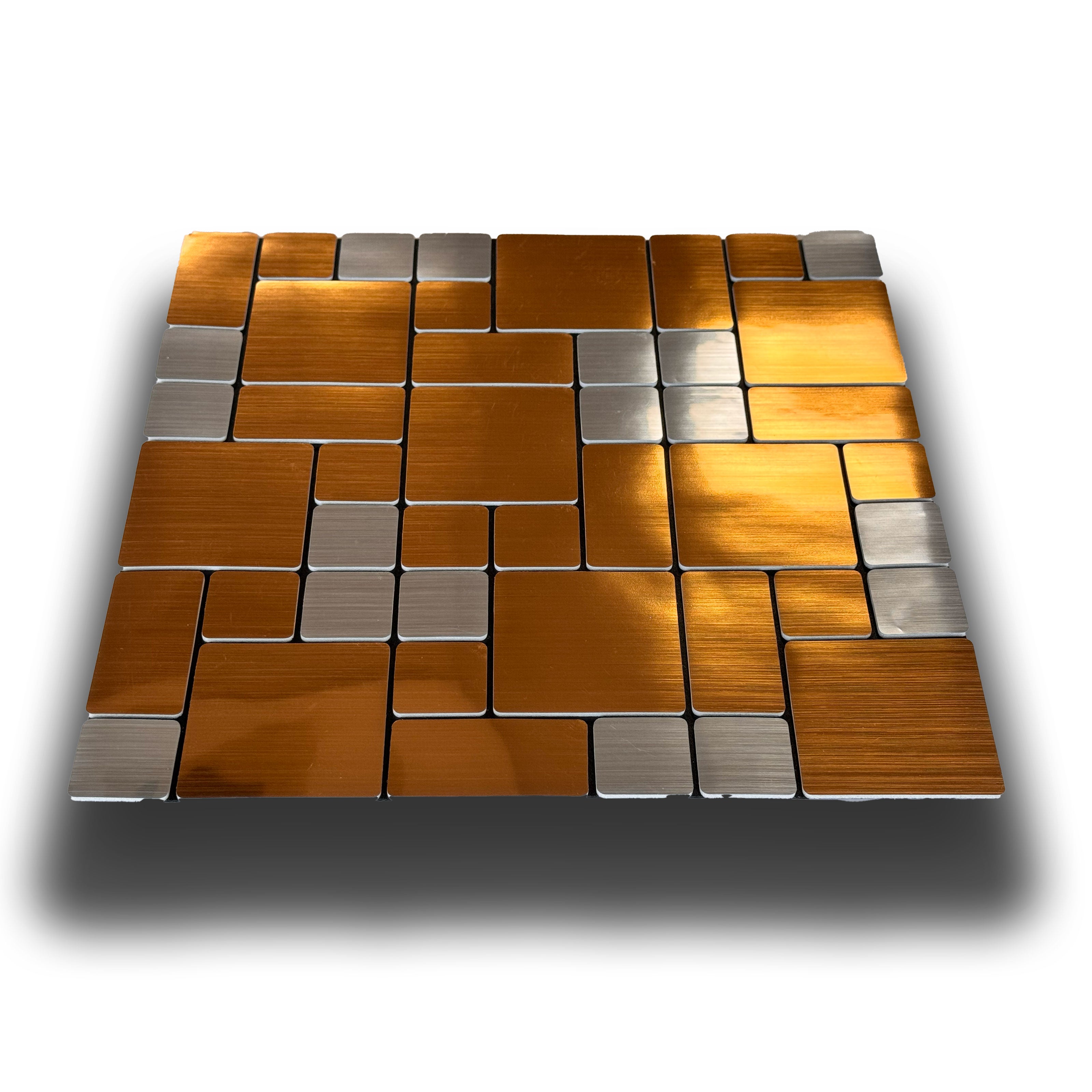 Piastrelle 3D Autoadesive in PET acustiche e isolanti 30x30cm (4mm spessore) MOSAICO ORO ARGENTO - Eternal Parquet