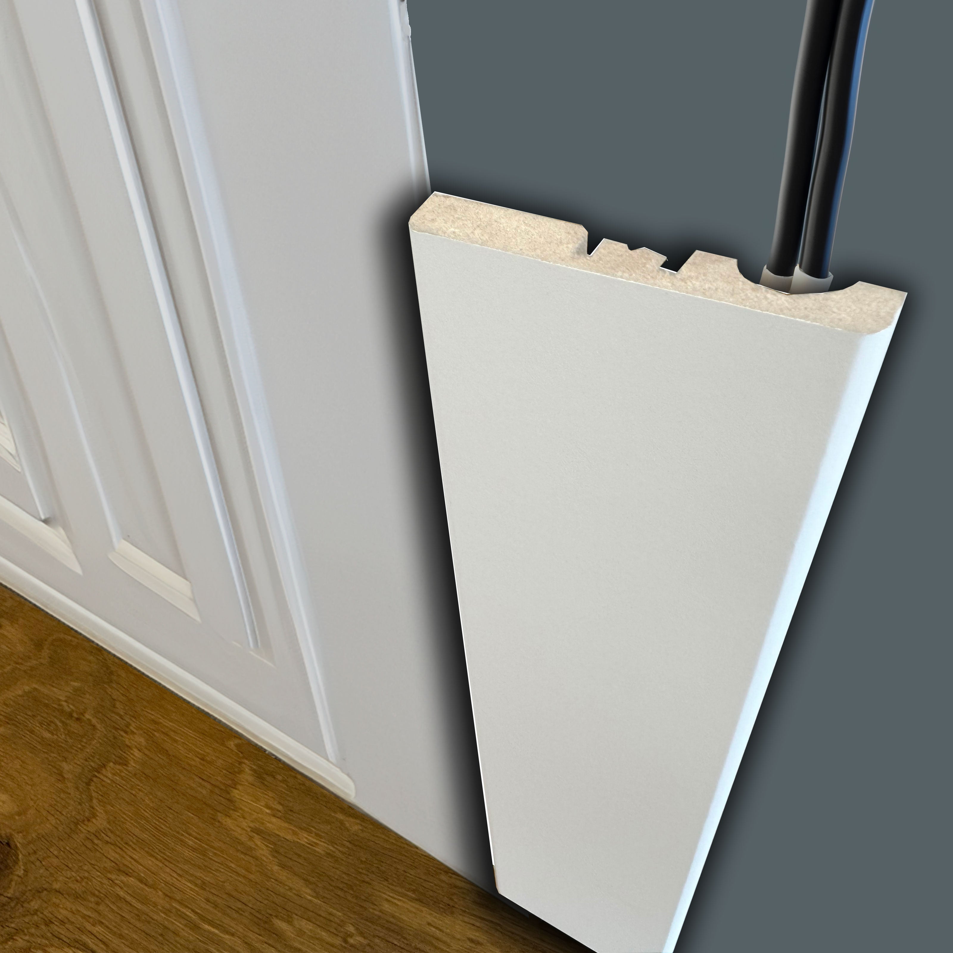 MOSTRINA COPRIFILO Passacavo in Fibra di legno BIANCA 70X10 (prezzo al metro lineare) Eternal Parquet