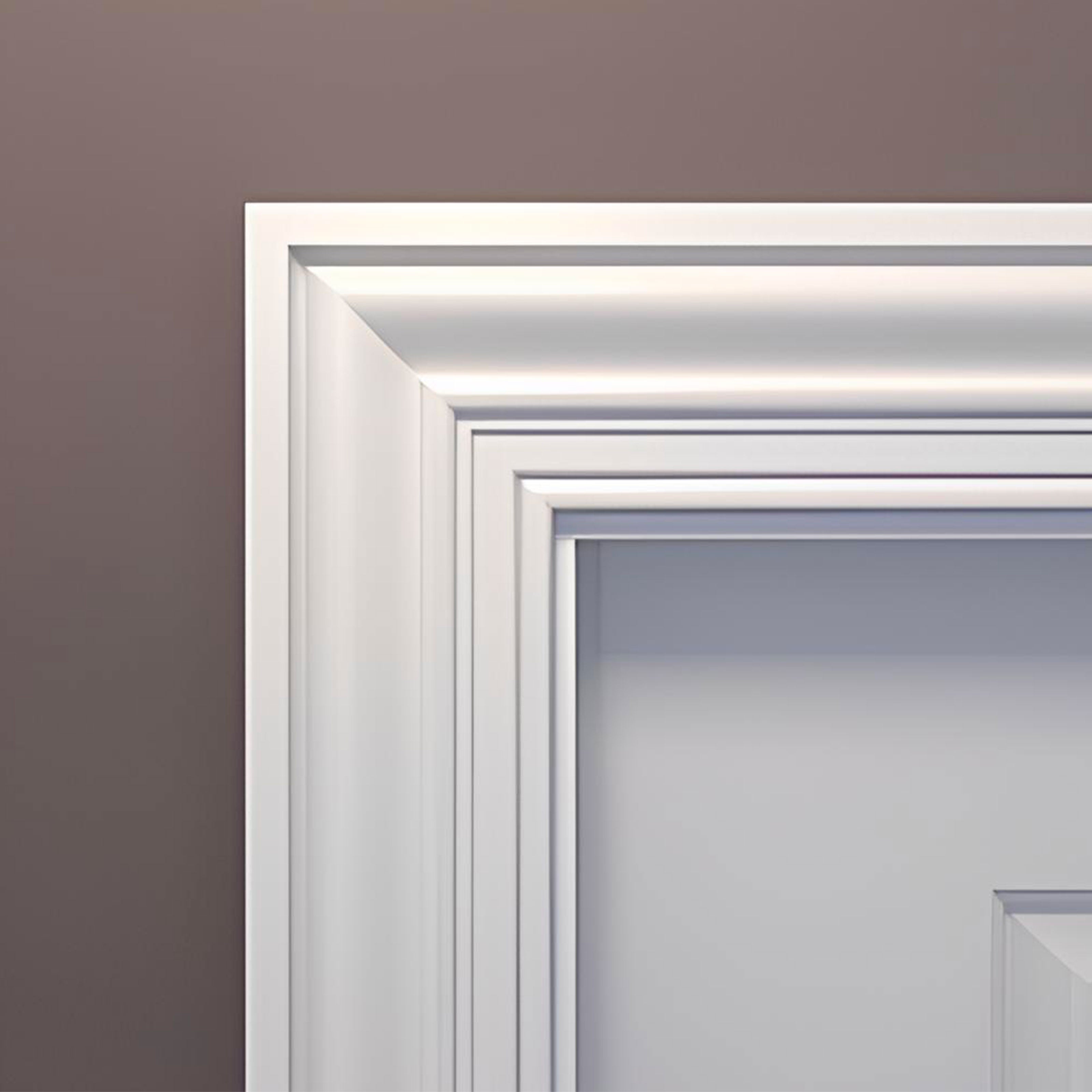 100ml di Mostrine e Battiscopa PREMIUM in legno MASSELLO mod. VITTORIANO 91x15 laccato bianco liscio - Eternal Parquet