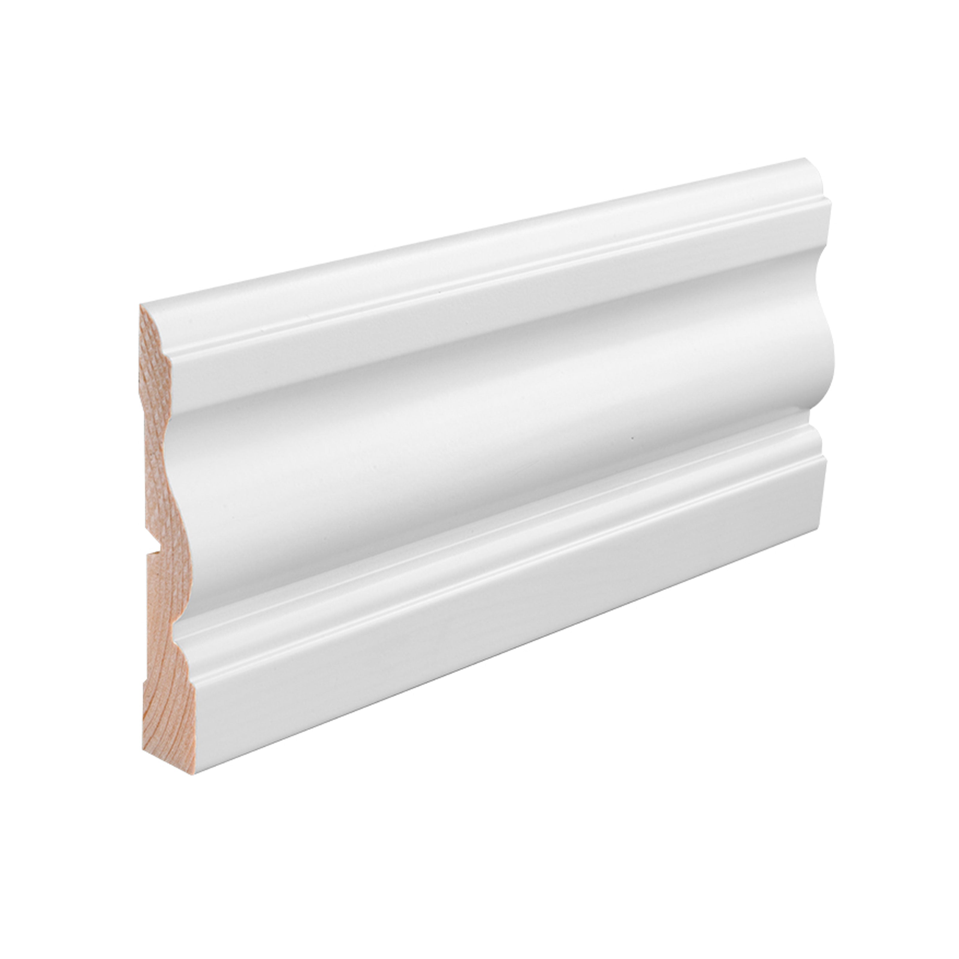 100ml di Mostrine e Battiscopa PREMIUM in legno MASSELLO mod. VITTORIANO 91x15 laccato bianco liscio - Eternal Parquet