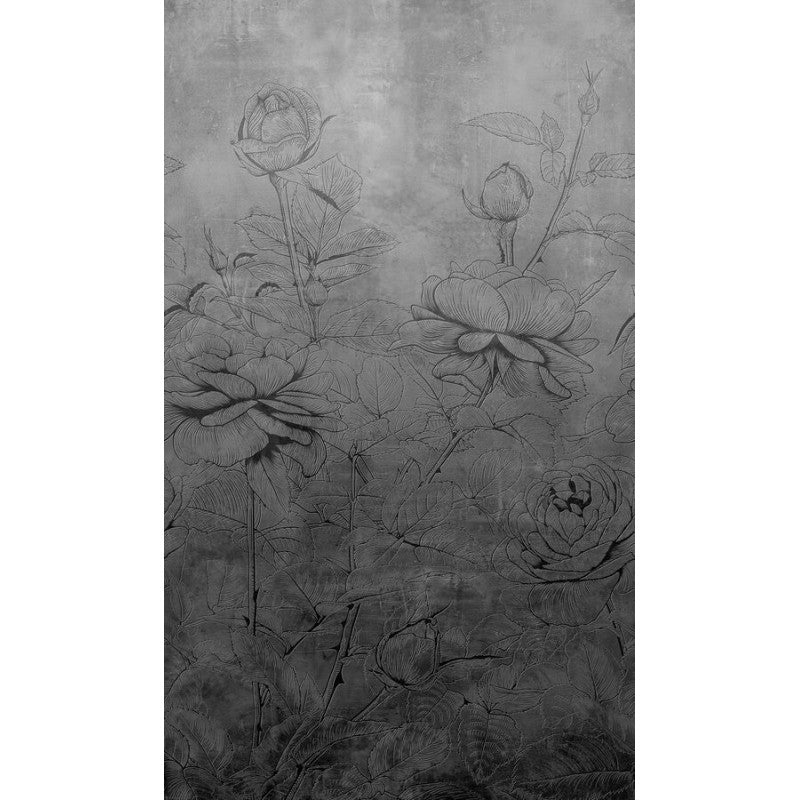 Pannello 159x270cm di Carta da Parati TNT a modulo raccordabile continuativo Voyager FLOWERBW - Eternal Parquet