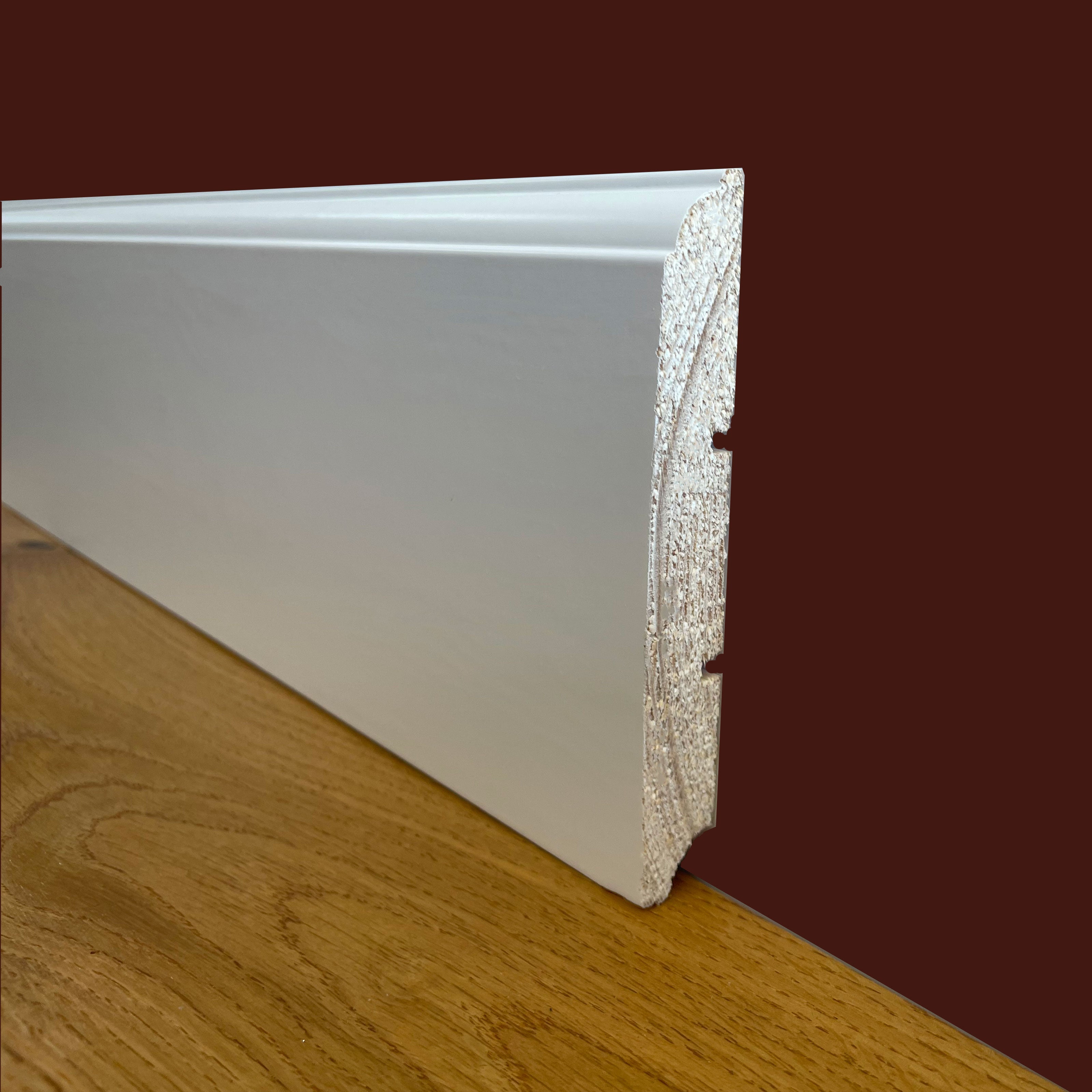 100 metri lineari di Battiscopa PREMIUM in legno MASSELLO mod.FIRENZE 120x15 laccato bianco - Eternal Parquet