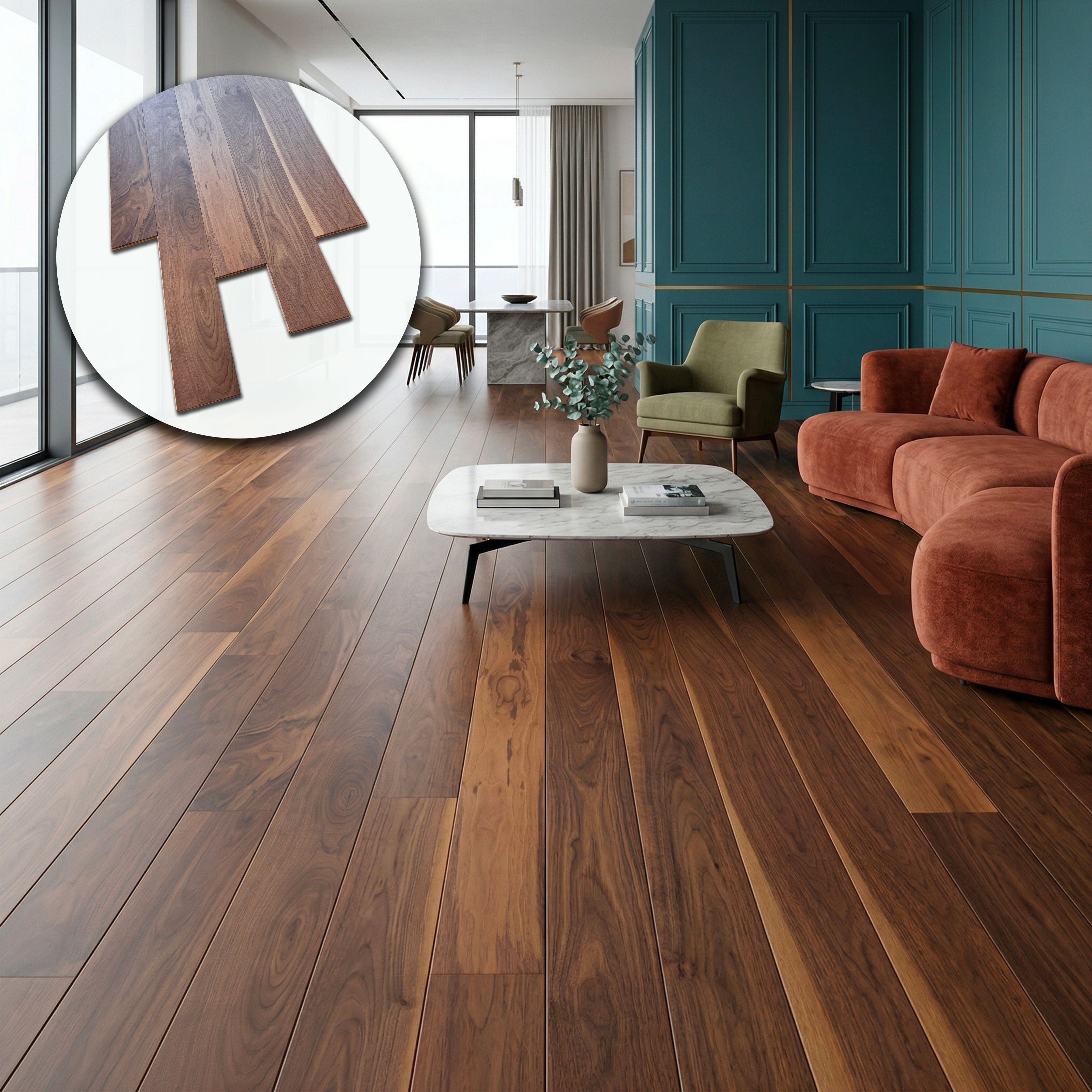 €43,99MQ *STOCK LUXURY* Lotto da 60mq Maxilistone in NOCE prefinito verniciato 15x180x1800mm (4mm nobile) - Eternal Parquet