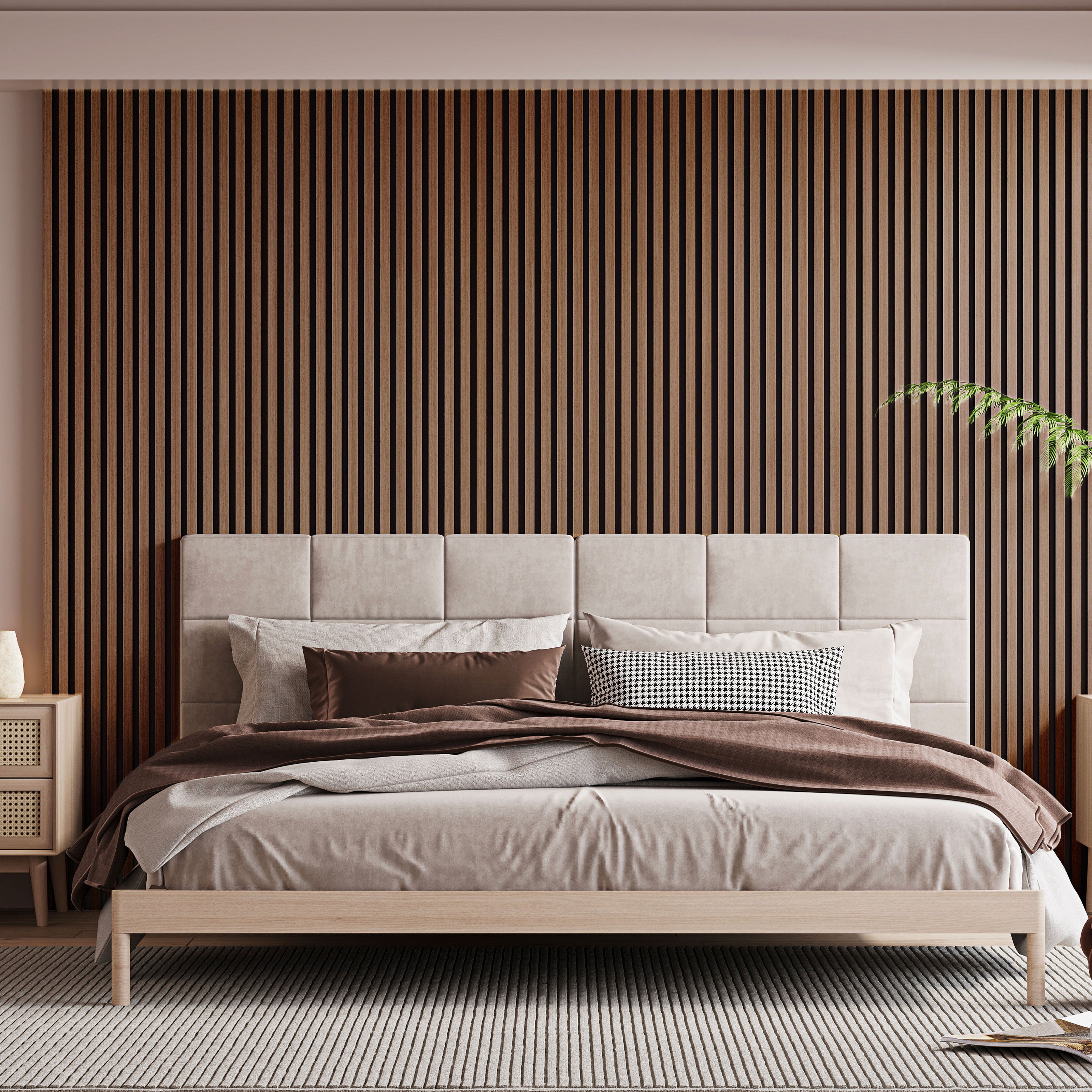 Pannello Lamelli da 1,36mq 22x526x2600mm ACUSTICO in VERO LEGNO di NOCE, ROVERE e R.THERMO - Eternal Parquet