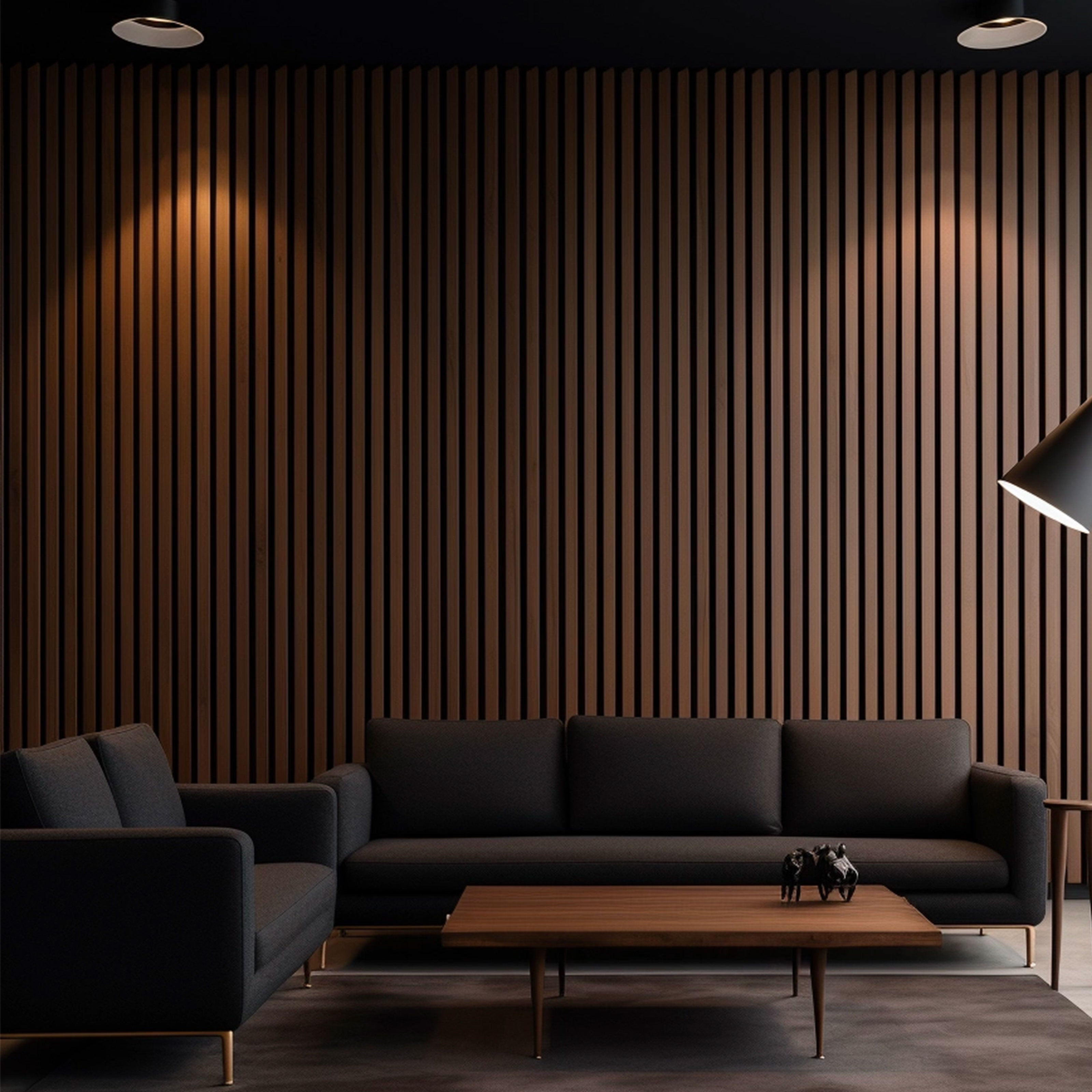 Pannello Lamelli da 1,36mq 22x526x2600mm ACUSTICO in VERO LEGNO di NOCE, ROVERE e R.THERMO - Eternal Parquet