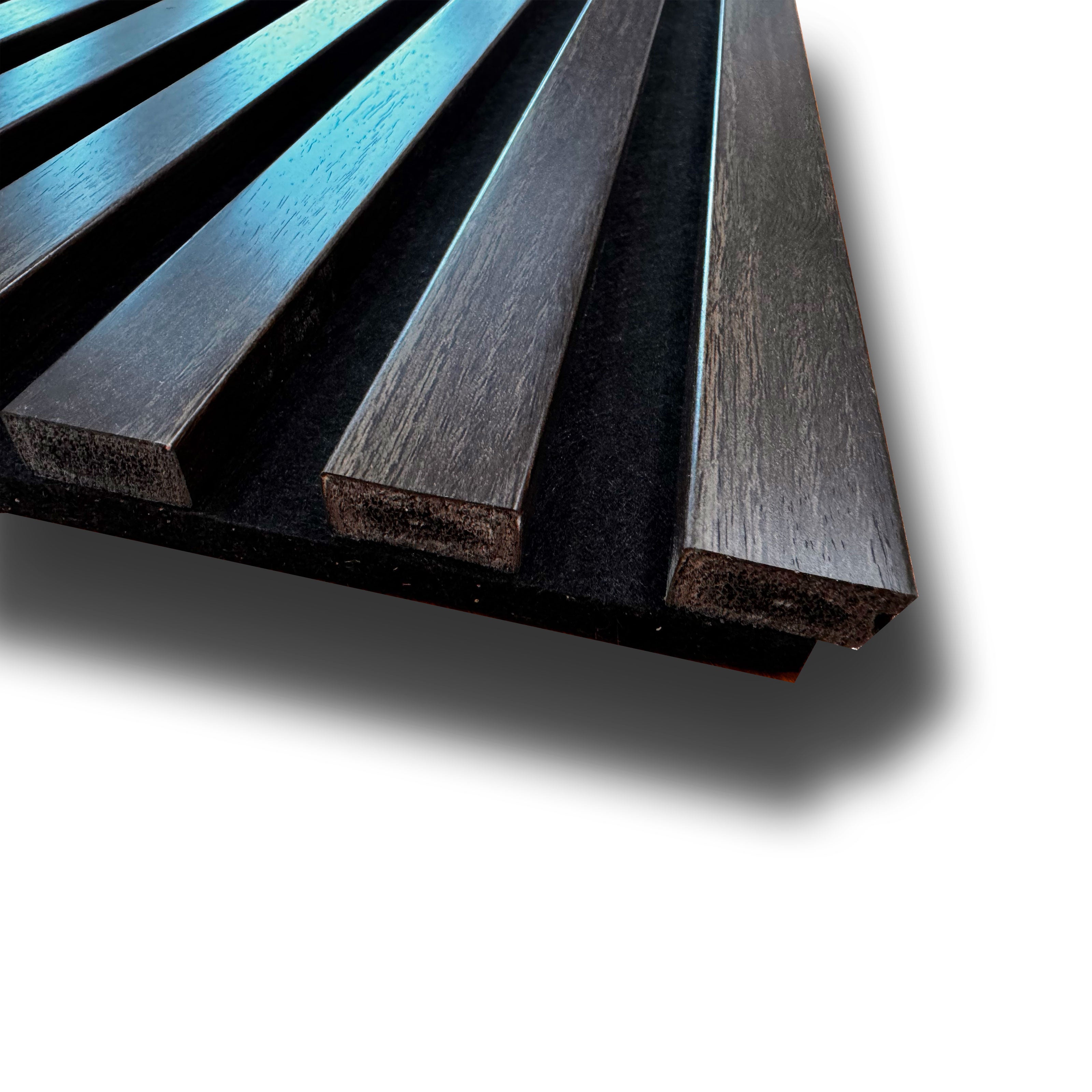 Pannello intero 21x600x2800mm (1,74mq) di Rivestimento ACUSTICO a Lamelli in Polimeri e Pet TOP-QUALITY - ROVERE DARK - Eternal Parquet