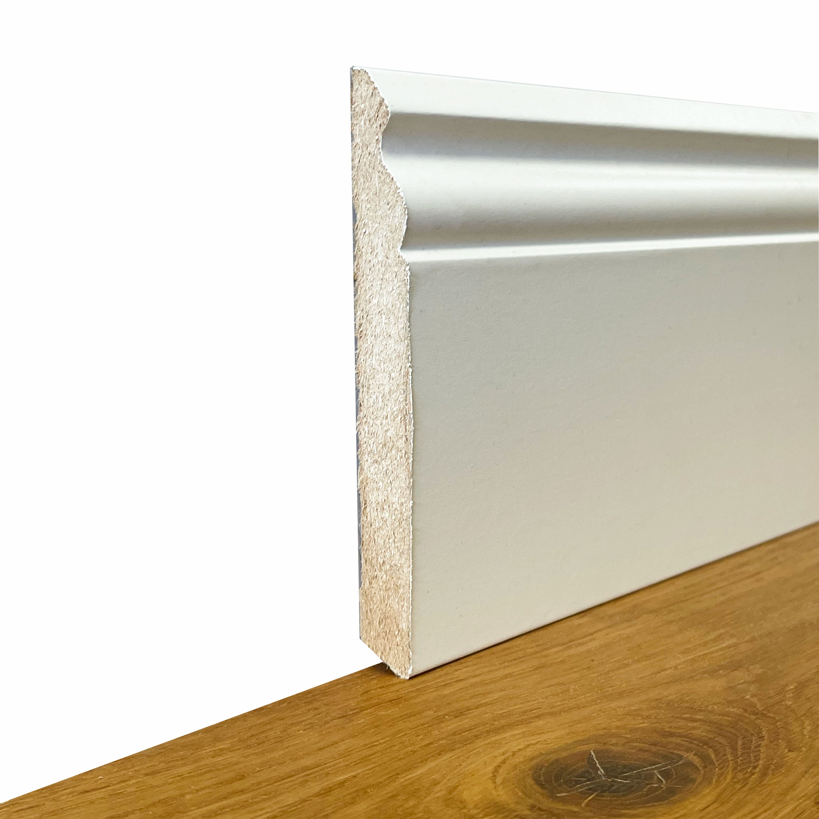 57,6ml di BATTISCOPA ZOCCOLINO DUCALE in FIBRA DI LEGNO COMPATTA 120X15 BIANCO ral 9010 - Eternal Parquet