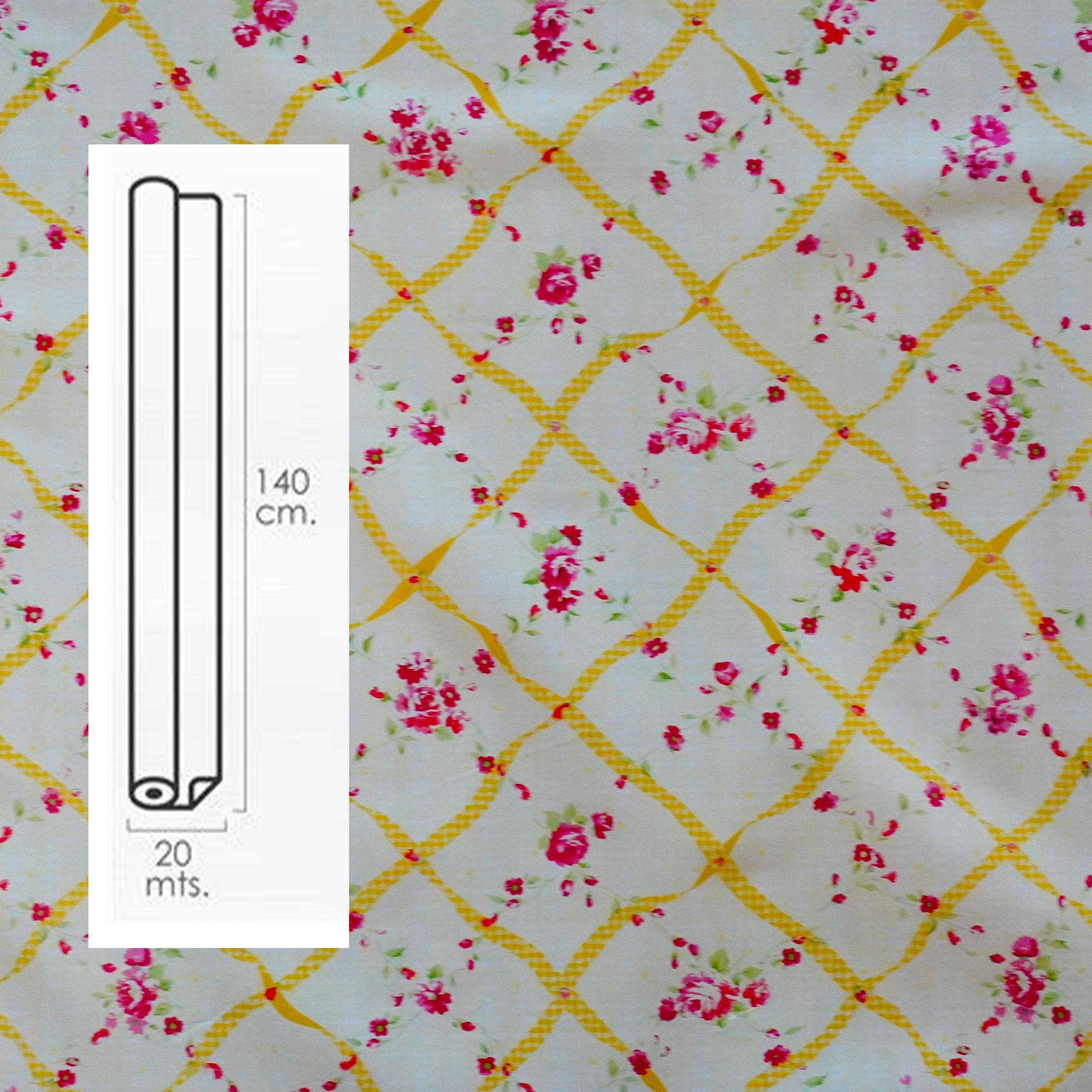 ***MEGA STOCK*** Rotolo da 20 metri (H140cm) di Tovaglia PVC telata cerata Per Casa, Sagre, Pizzerie ONDE GIALLE - Eternal Parquet