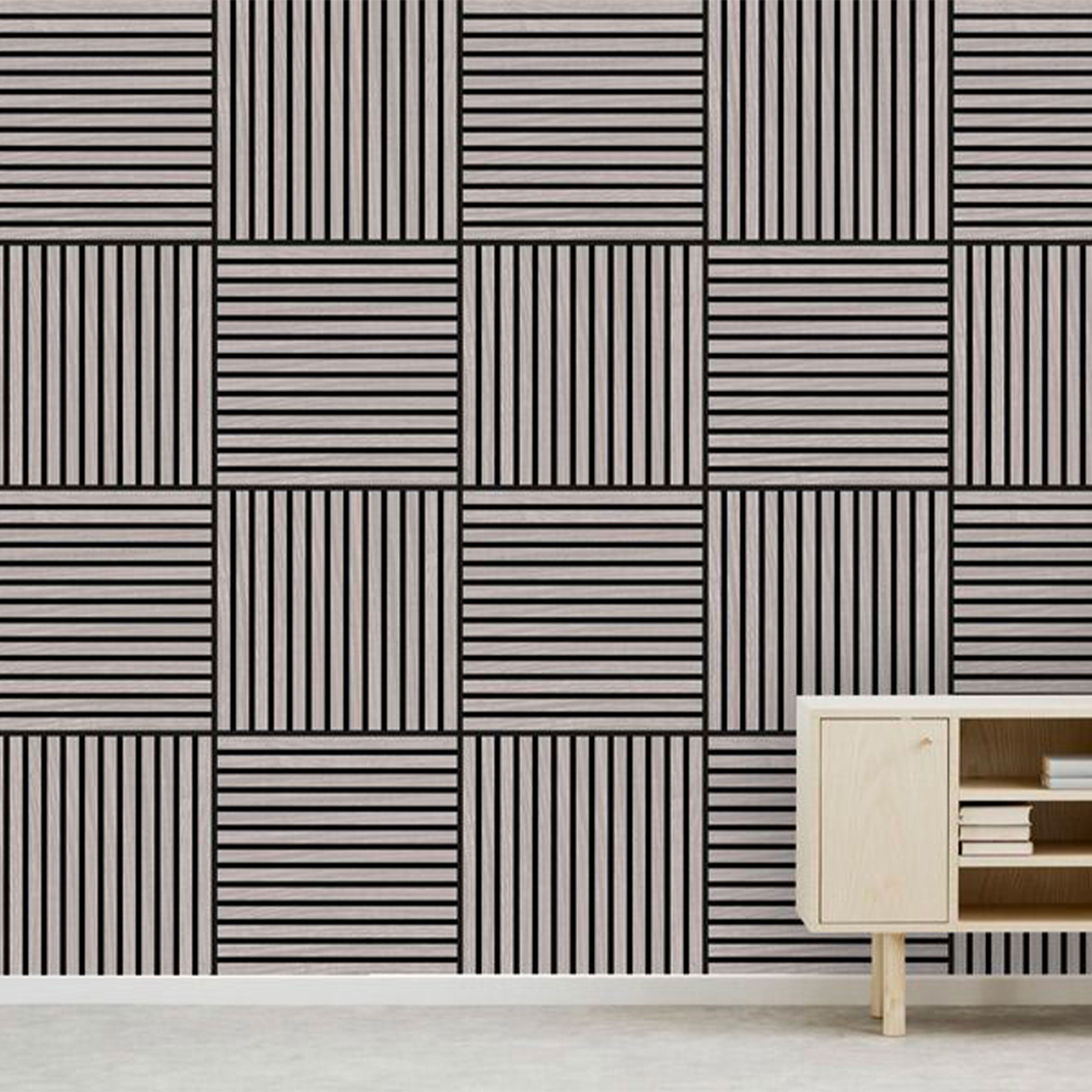 JANGAL Parete acustica a pannelli Modulabile LAMELLI 52x52cm rivestiti vero ROVERE mod. OULANKA OAK - Eternal Parquet