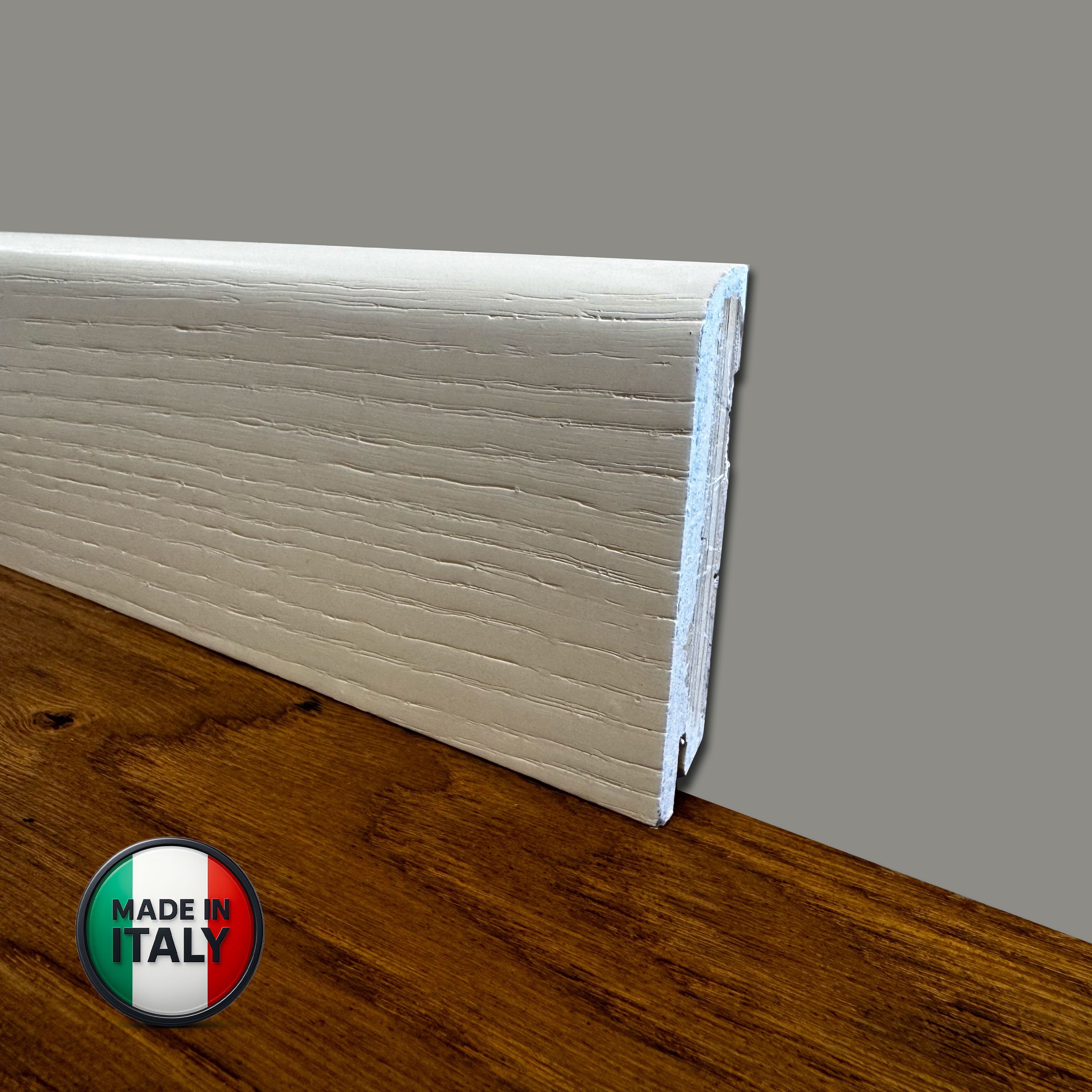 €2,30ml ** FUORI TUTTO ** Lotto da 21ml di Battiscopa in legno multistrato impiall. rovere spazzolato PANNA 82x13mm - Eternal Parquet