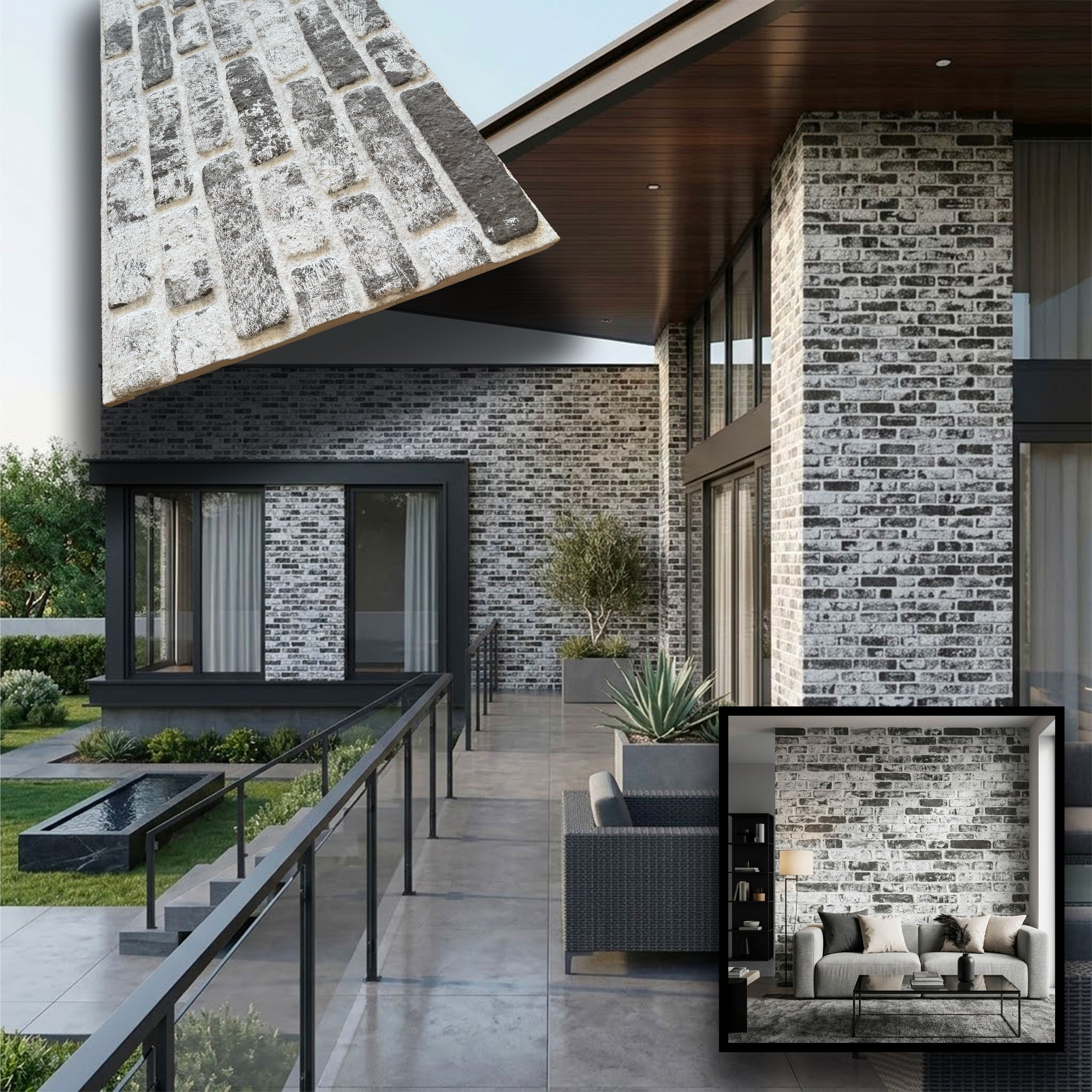 CAPPOTTO esterno - interno isolante in STYROFOAM 3D spess.2cm (120x50cm) con resine e malta mattoni Bianchi e neri - Eternal Parquet