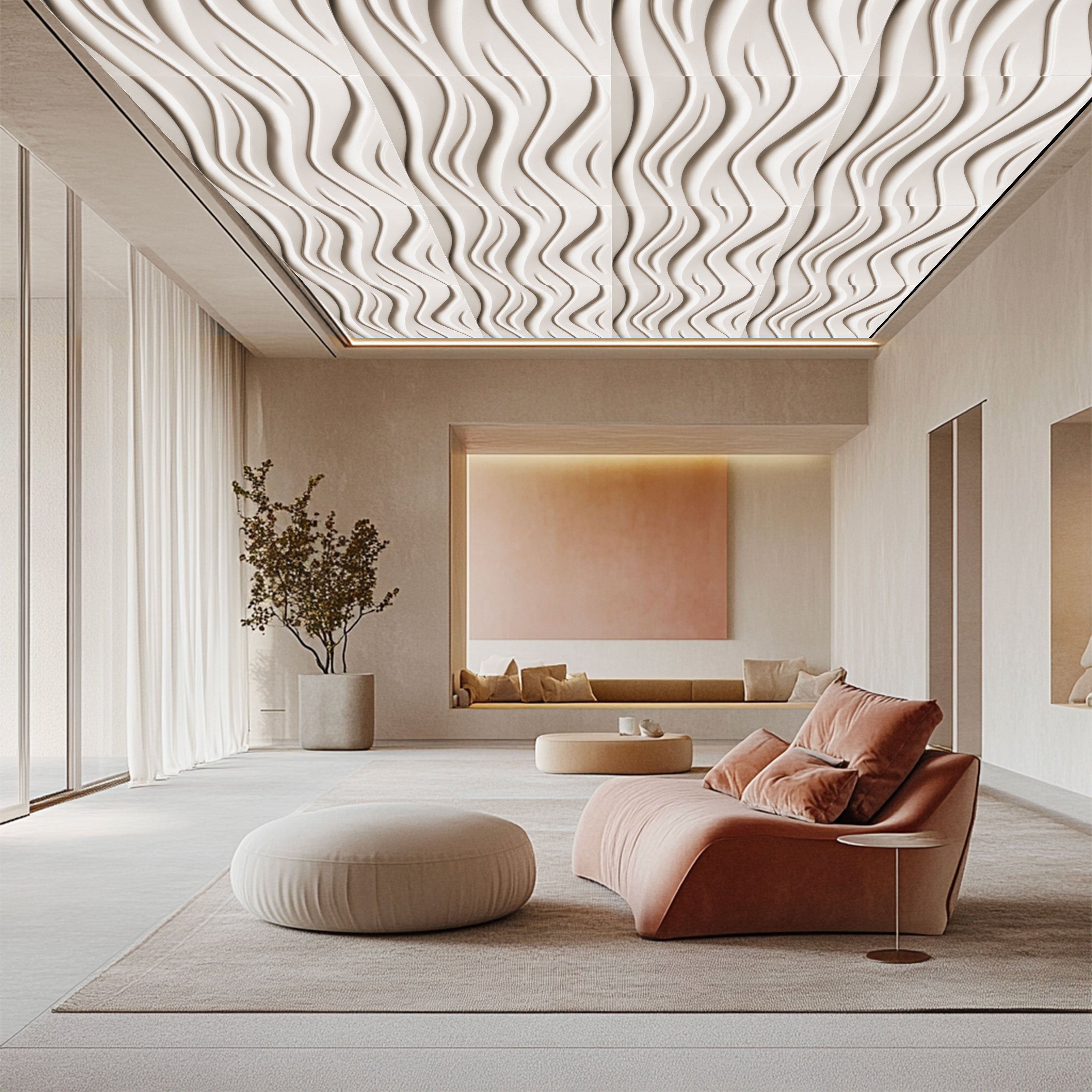 10 o 20mq (40 oppure 80 pezzi) di pannello decorativo 3D a soffitto in EPS isolante 50x50cm WELLA - Eternal Parquet