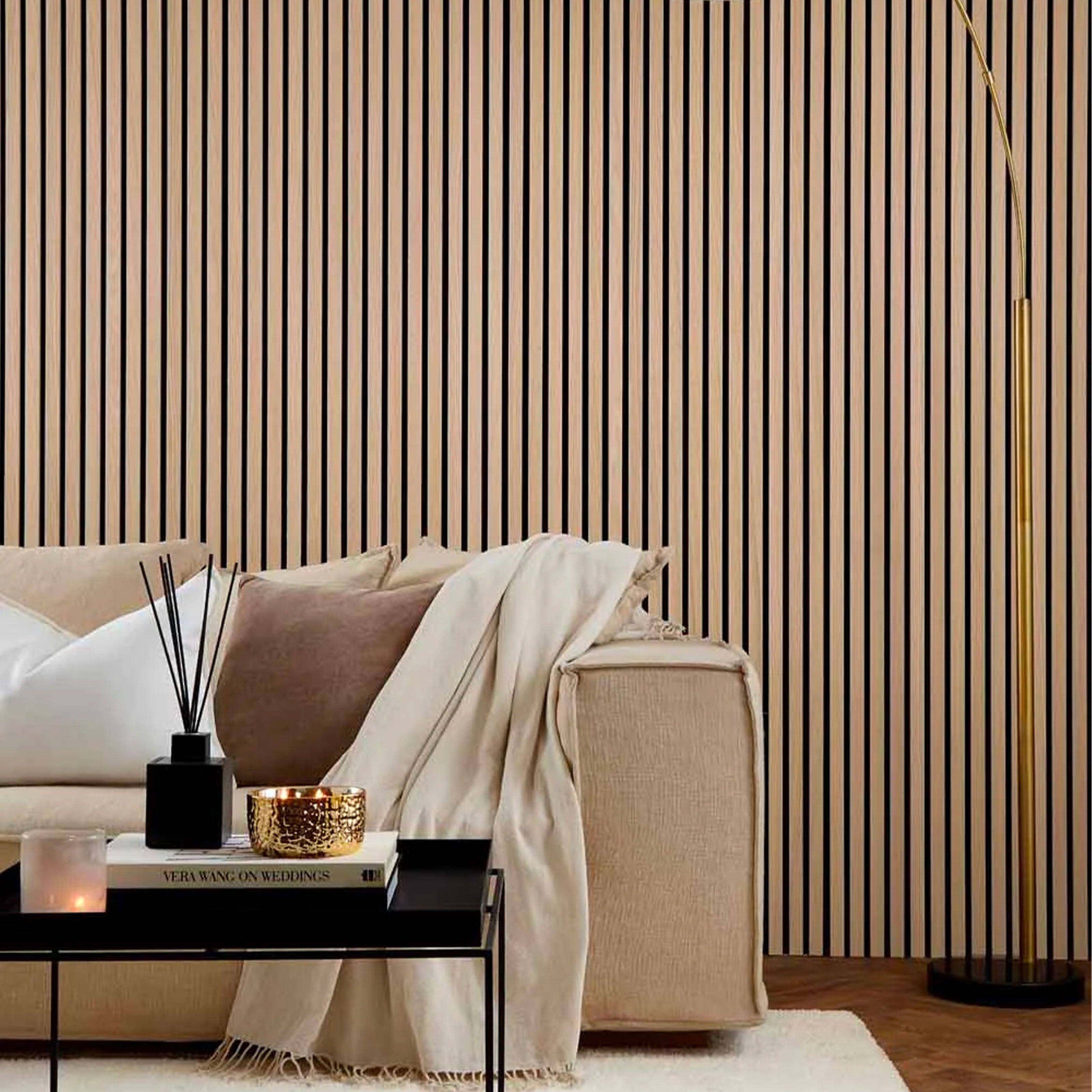 Pannello Acustico Feltro e fibra di legno Lamelli millerighe ROVERE CHIARO 120x34x1,5 - Eternal Parquet