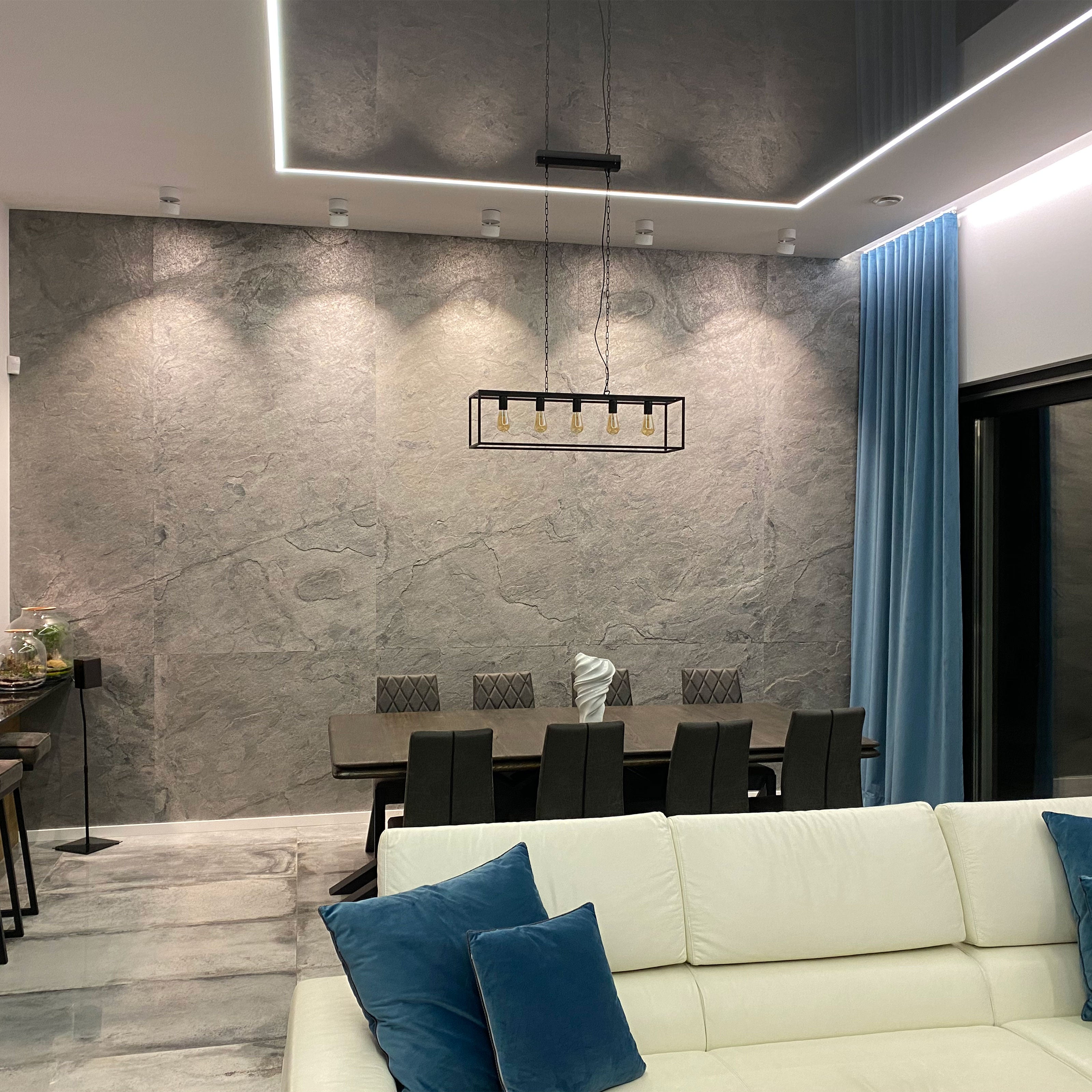 pannello rivoluzionario di Rivestimento interno-esterno in VERA PIETRA flessibile 61x122x0,3cm ANTRACITE - Eternal Parquet