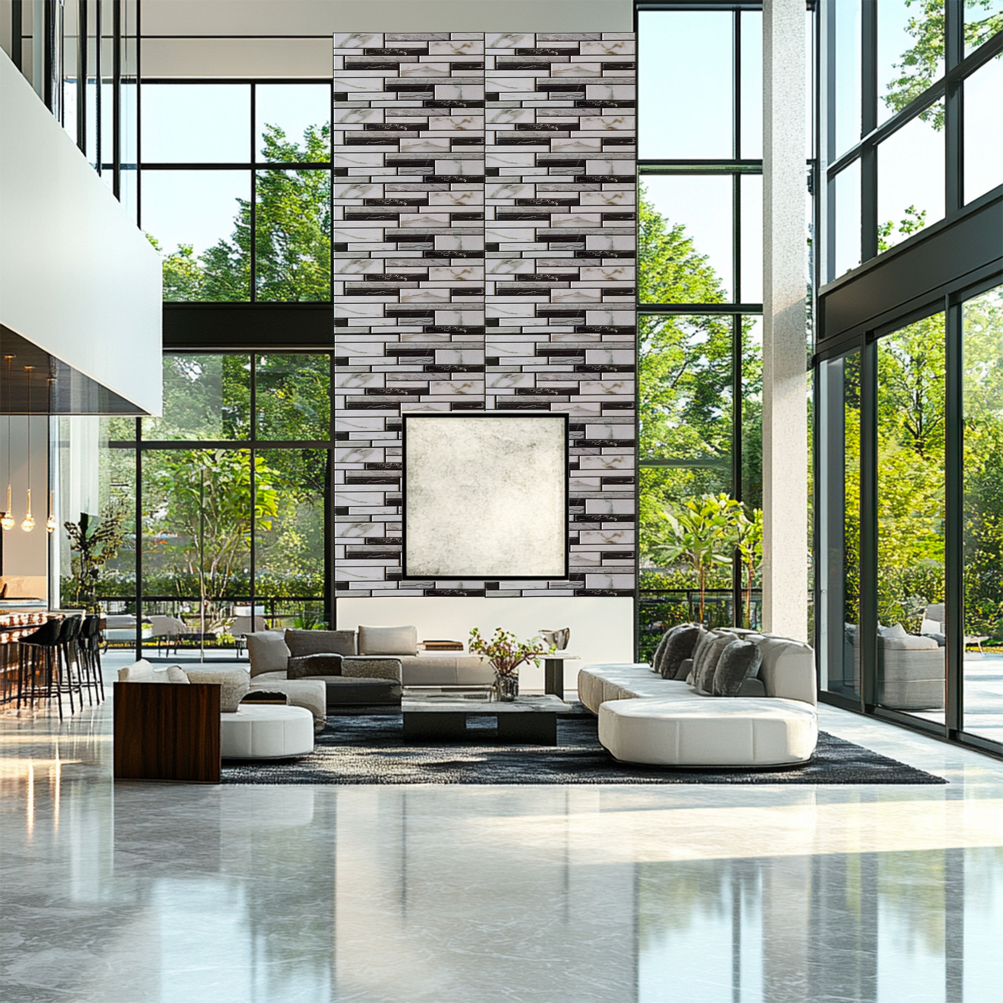 Pannelli 3D Rivestimento a parete in PVC effetto MARMO B&W 96x48cm Realistici, isolanti, idrorepellenti. - Eternal Parquet