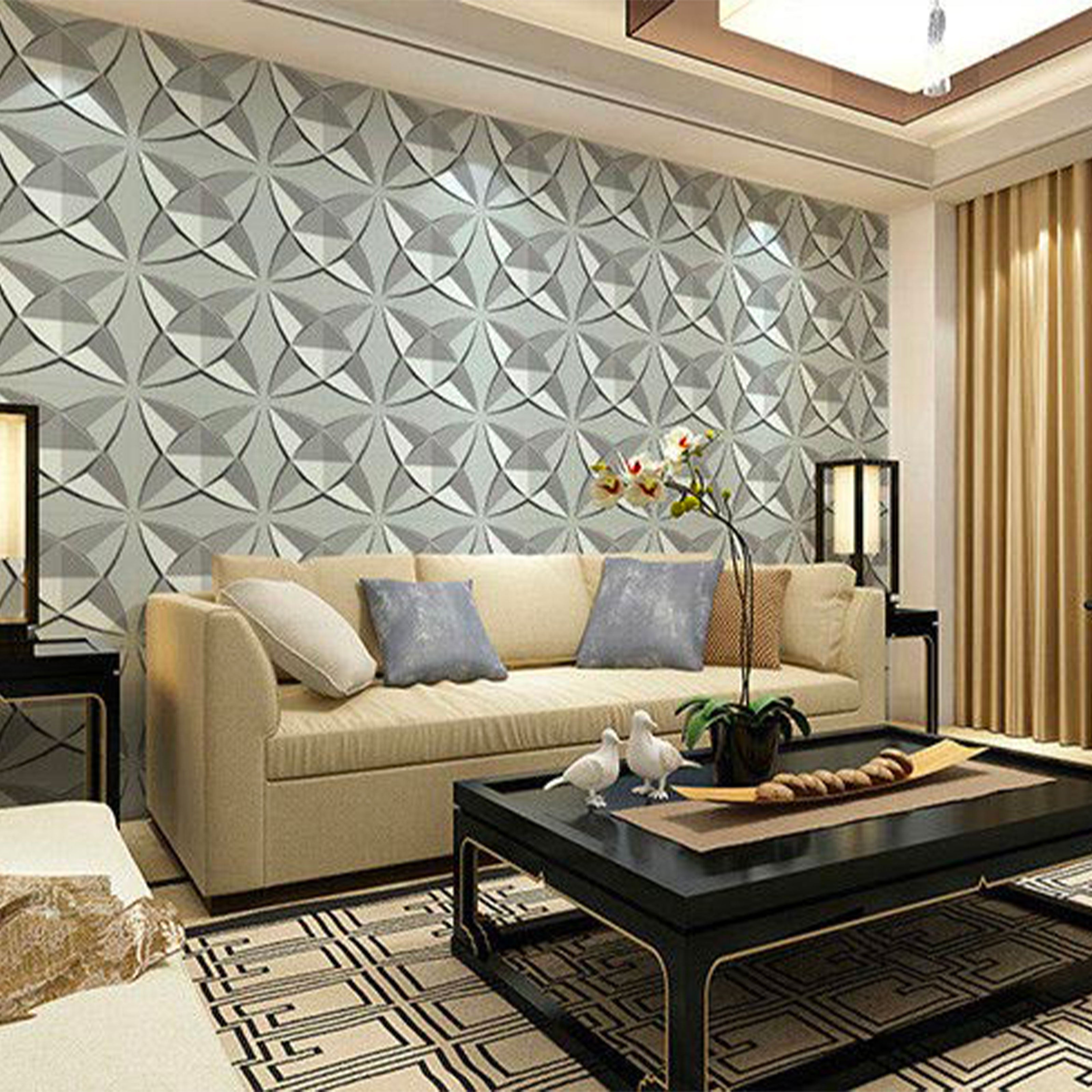 €1,99 Pannello in fibra naturale a parete 3D, rivestimento di lusso 3D 50X50cm BIANCO verniciabile PETALI Eternal Parquet