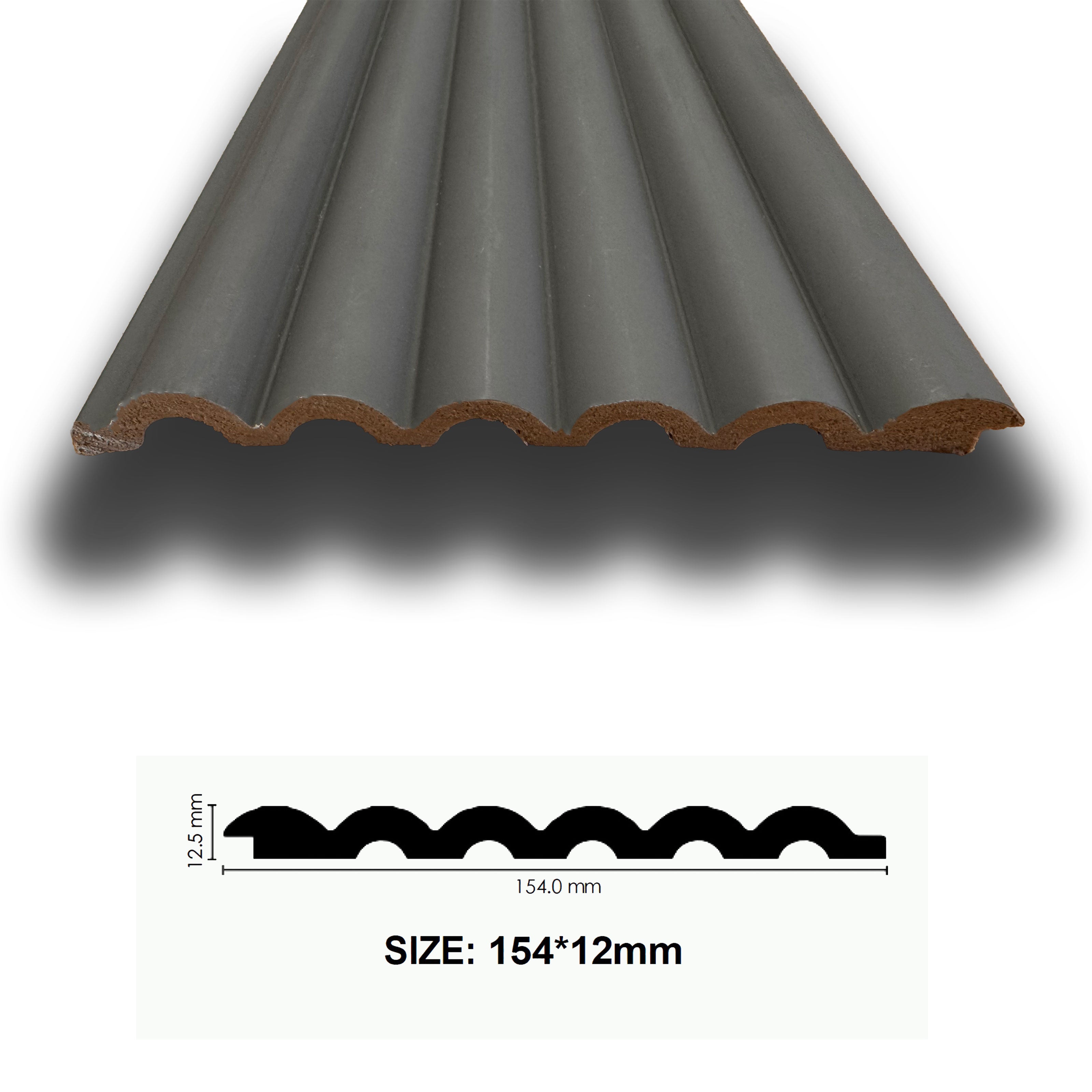 Asta intera 12x154x2800mm di Rivestimento Polimeri Boiserie cannettato Lamelli tondi eff. Touch VELVET GREY - Eternal Parquet