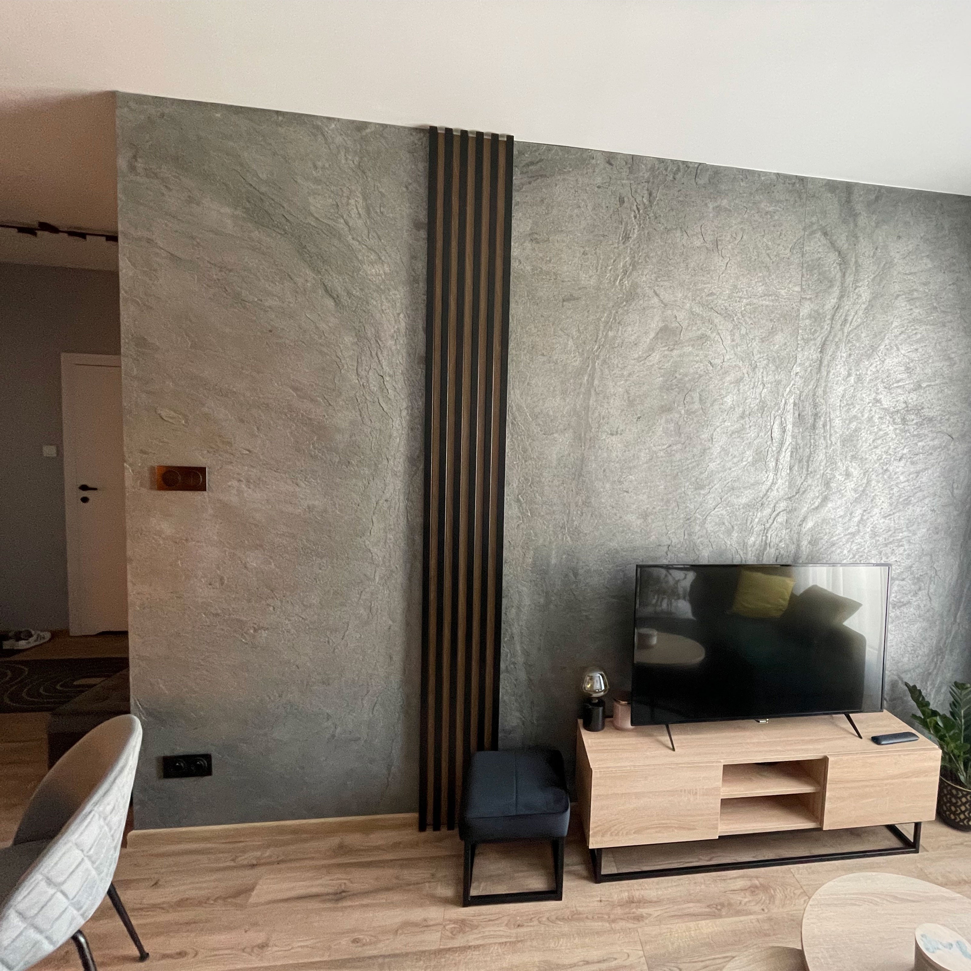 pannello rivoluzionario di Rivestimento interno-esterno in VERA PIETRA flessibile 280x122x0,3cm ANTRACITE Eternal Parquet