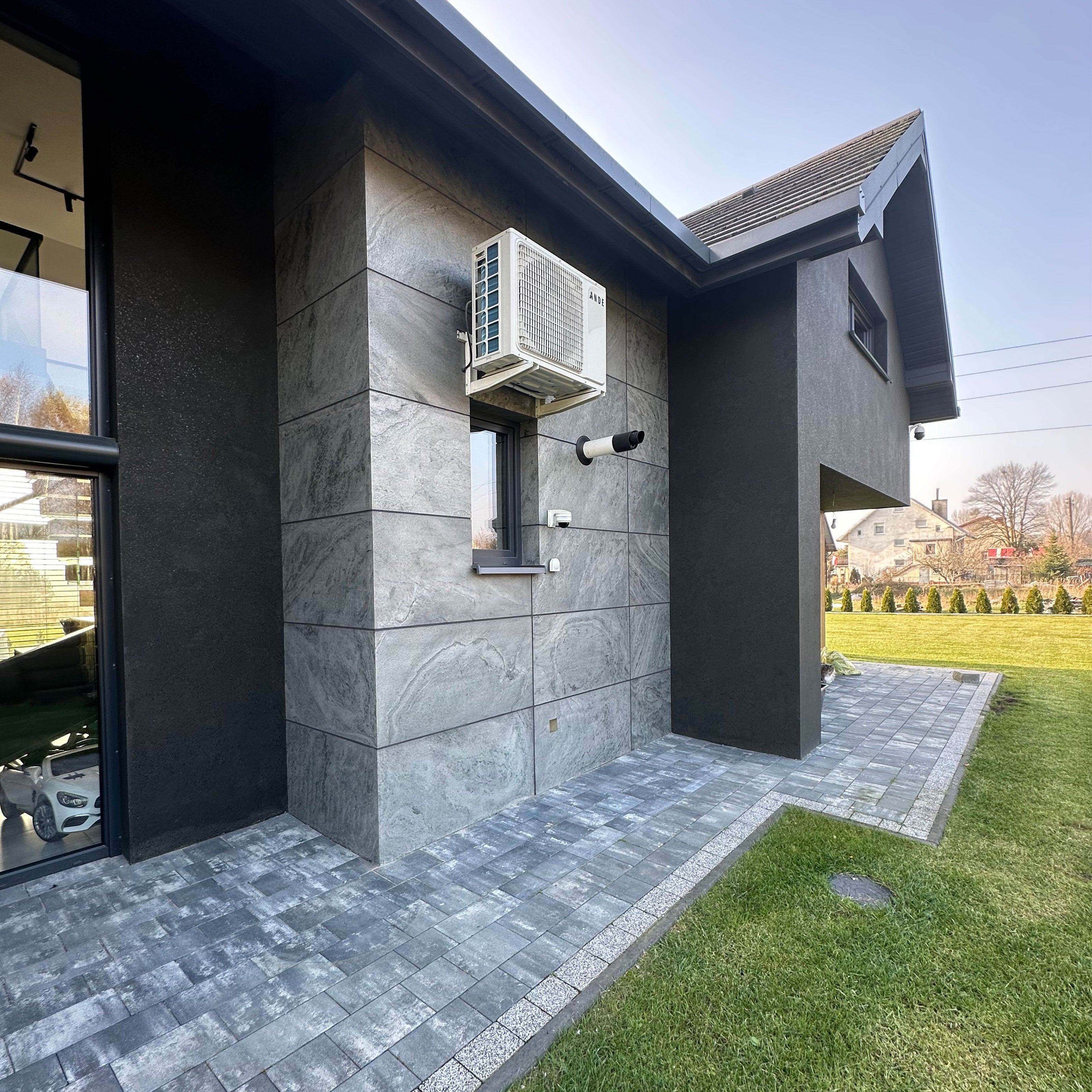 pannello rivoluzionario di Rivestimento interno-esterno in VERA PIETRA flessibile 280x122x0,3cm ANTRACITE Eternal Parquet