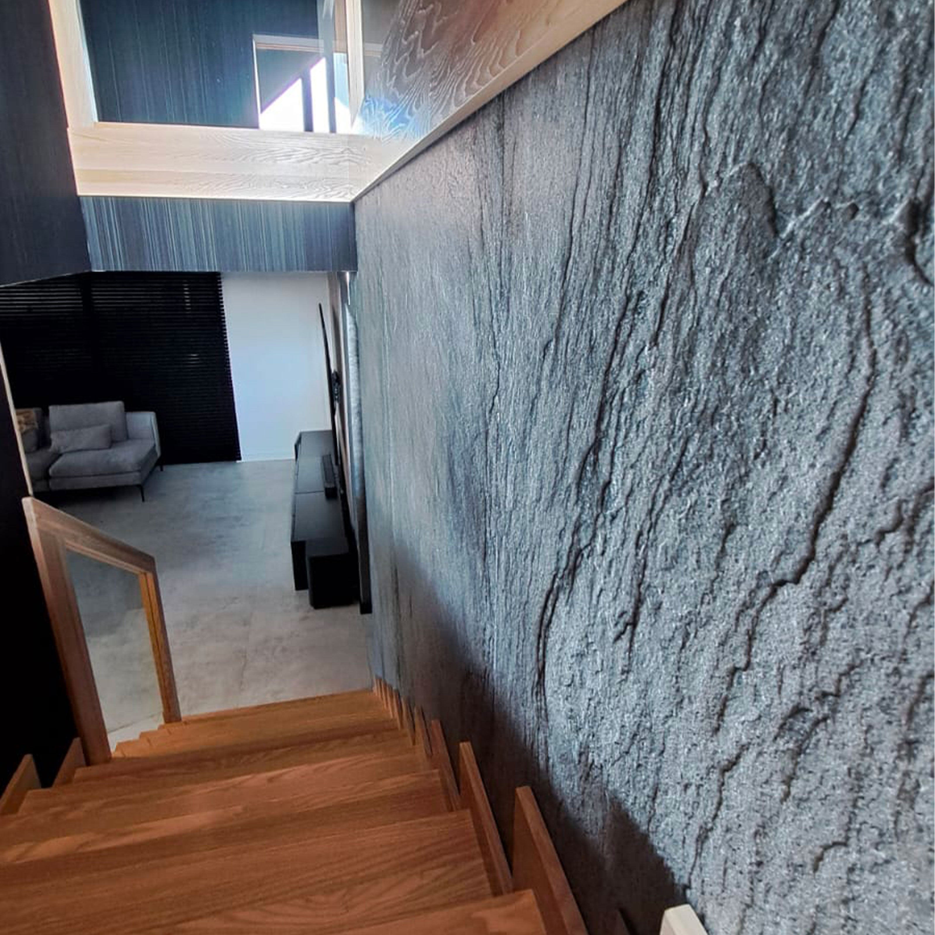 pannello rivoluzionario di Rivestimento interno-esterno in VERA PIETRA flessibile 280x122x0,3cm ANTRACITE Eternal Parquet