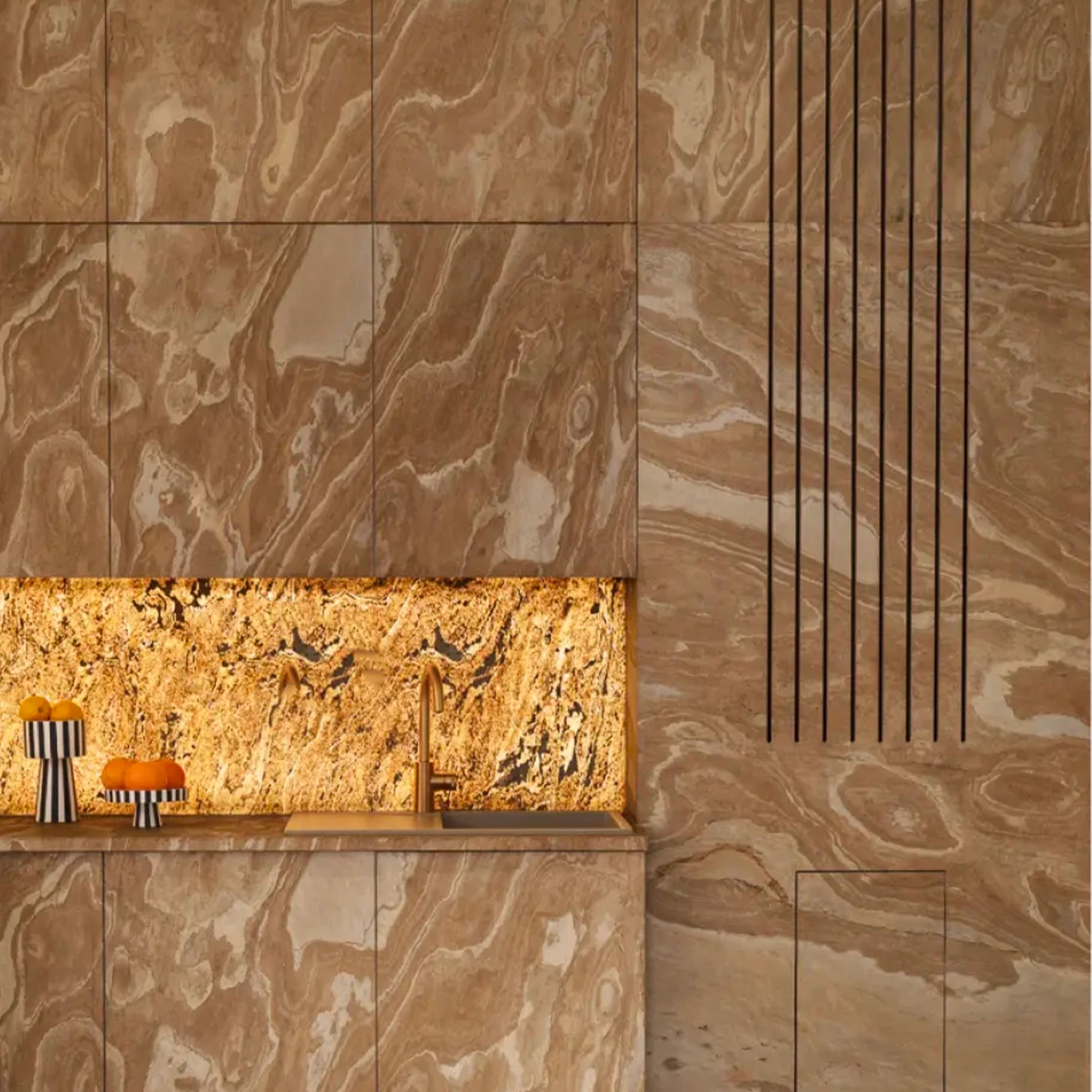 pannello rivoluzionario di Rivestimento interno-esterno in VERA PIETRA RETROILLUMINABILE flessibile 61x122x0,3cm LAGO Eternal Parquet