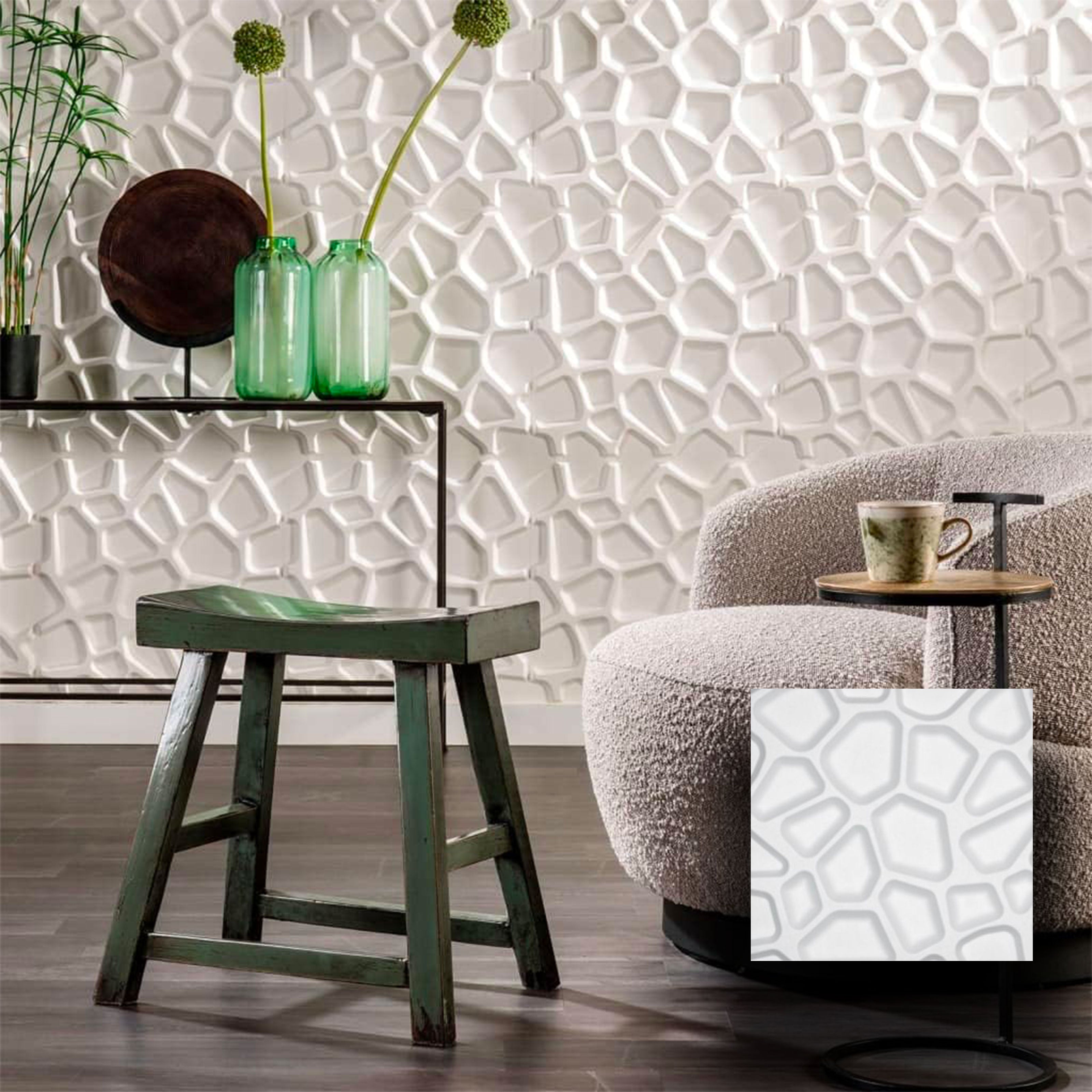 €1,99 Pannello in fibra naturale a parete 3D, rivestimento di lusso 3D 50X50cm BIANCO verniciabile GRIGLIA - Eternal Parquet