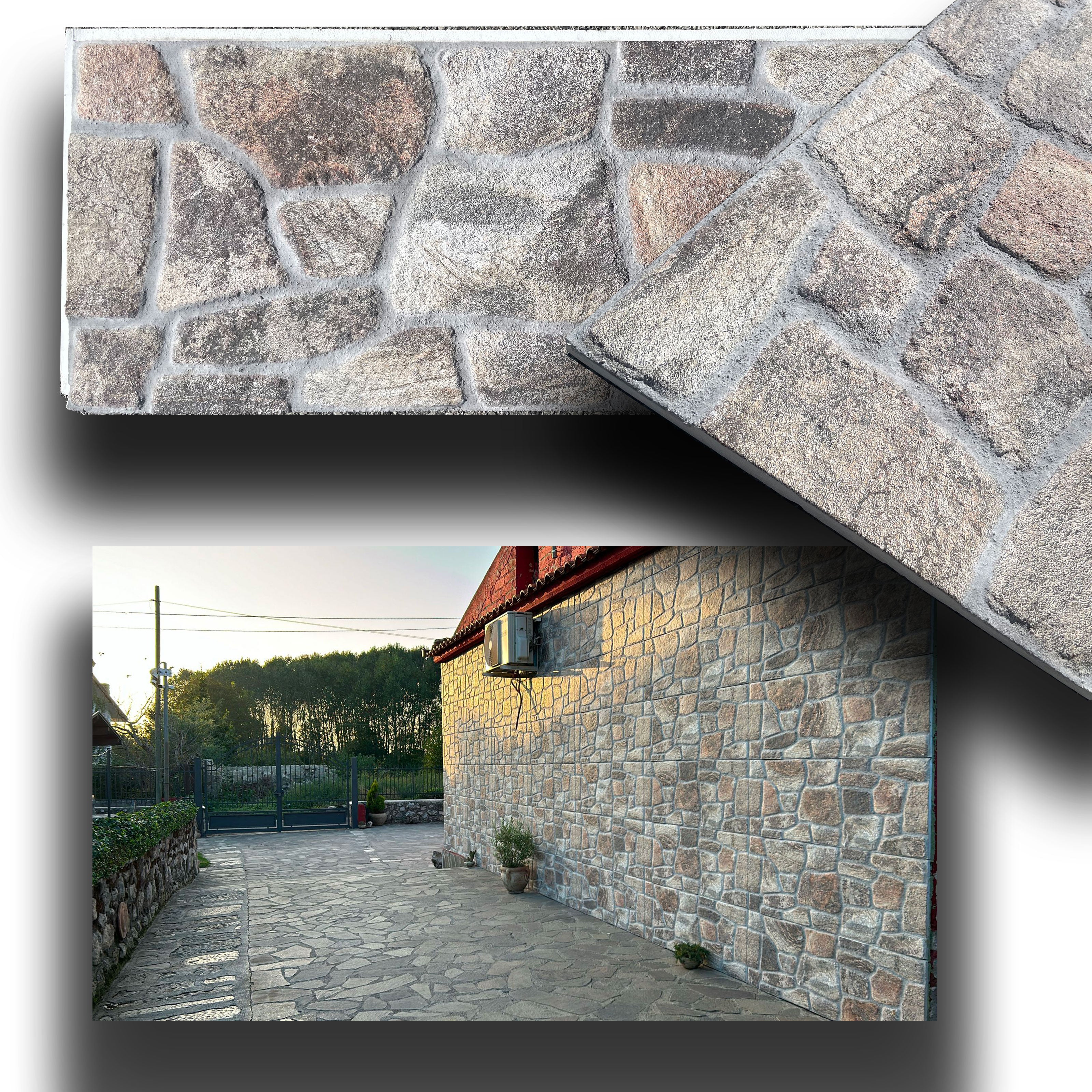 CAPPOTTO esterno - interno Pannello STYROFOAM e PIETRA GRIGIA 120x50cm spess. 4cm "con incastri" - Eternal Parquet