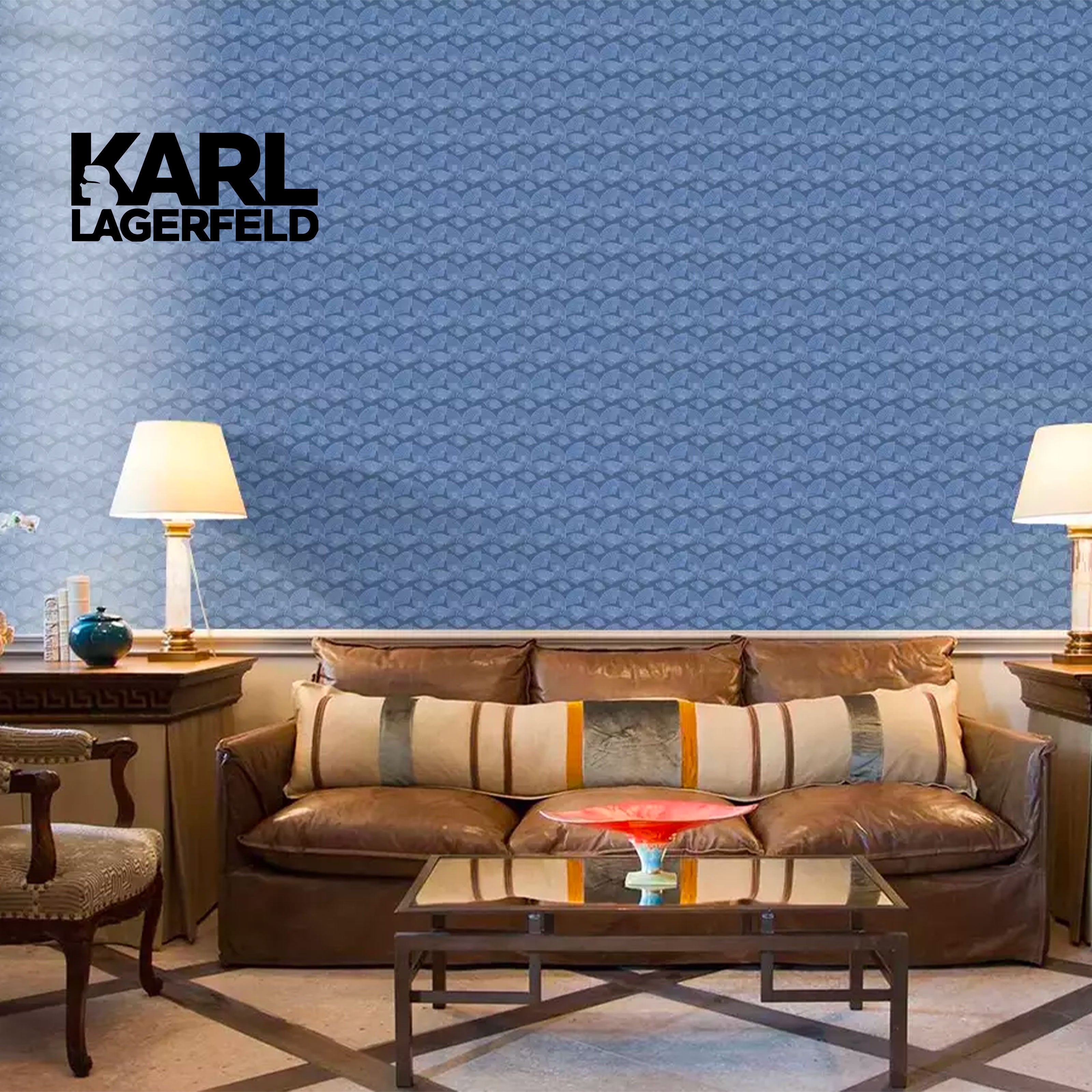 5,32mq Rotolo Carta da Parati griffata KARL LAGERFELD in TNT a rilievo multigloss PREMIUM 10,05x0,53mt cod. 37847-4 - Eternal Parquet