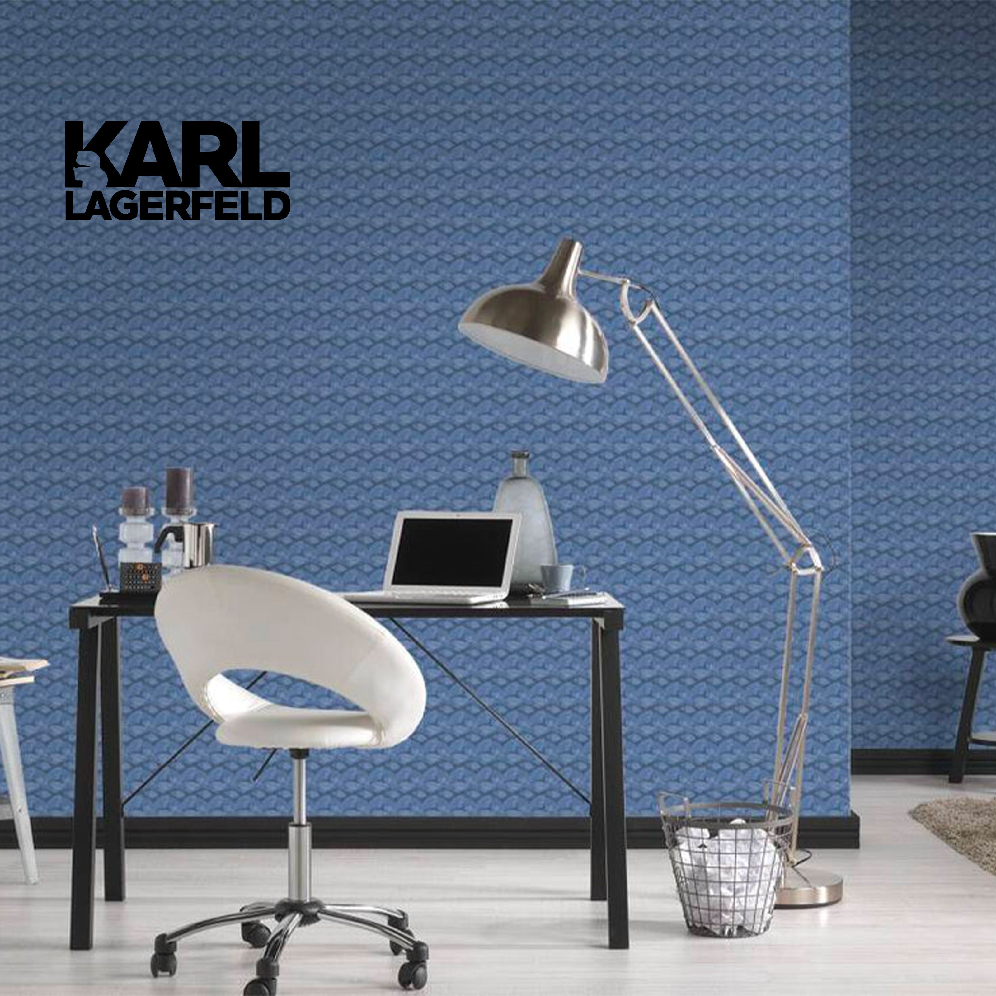 5,32mq Rotolo Carta da Parati griffata KARL LAGERFELD in TNT a rilievo multigloss PREMIUM 10,05x0,53mt cod. 37847-4 - Eternal Parquet