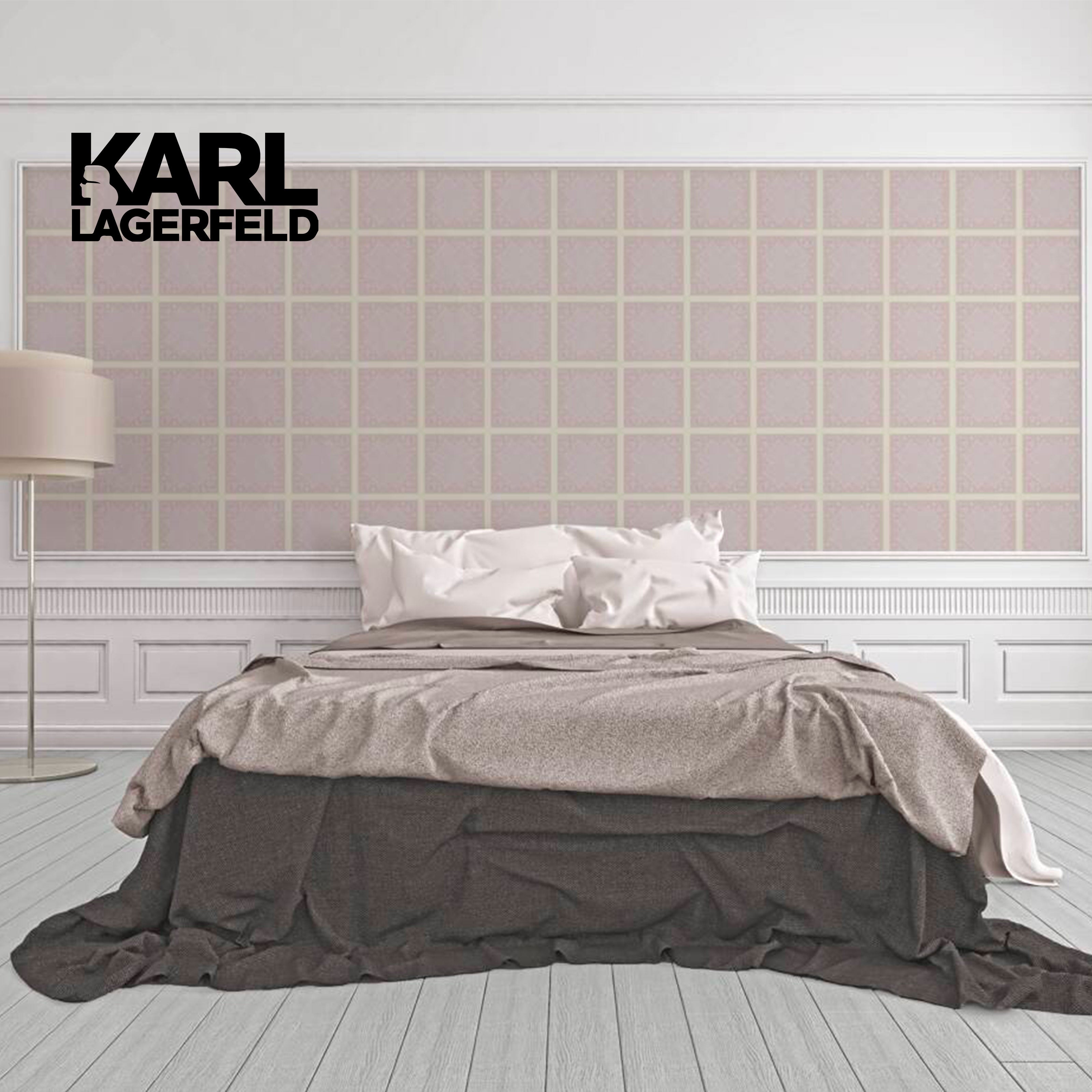 5,32mq Rotolo Carta da Parati griffata KARL LAGERFELD in TNT a rilievo multigloss PREMIUM 10,05x0,53mt cod. 37845-4 - Eternal Parquet