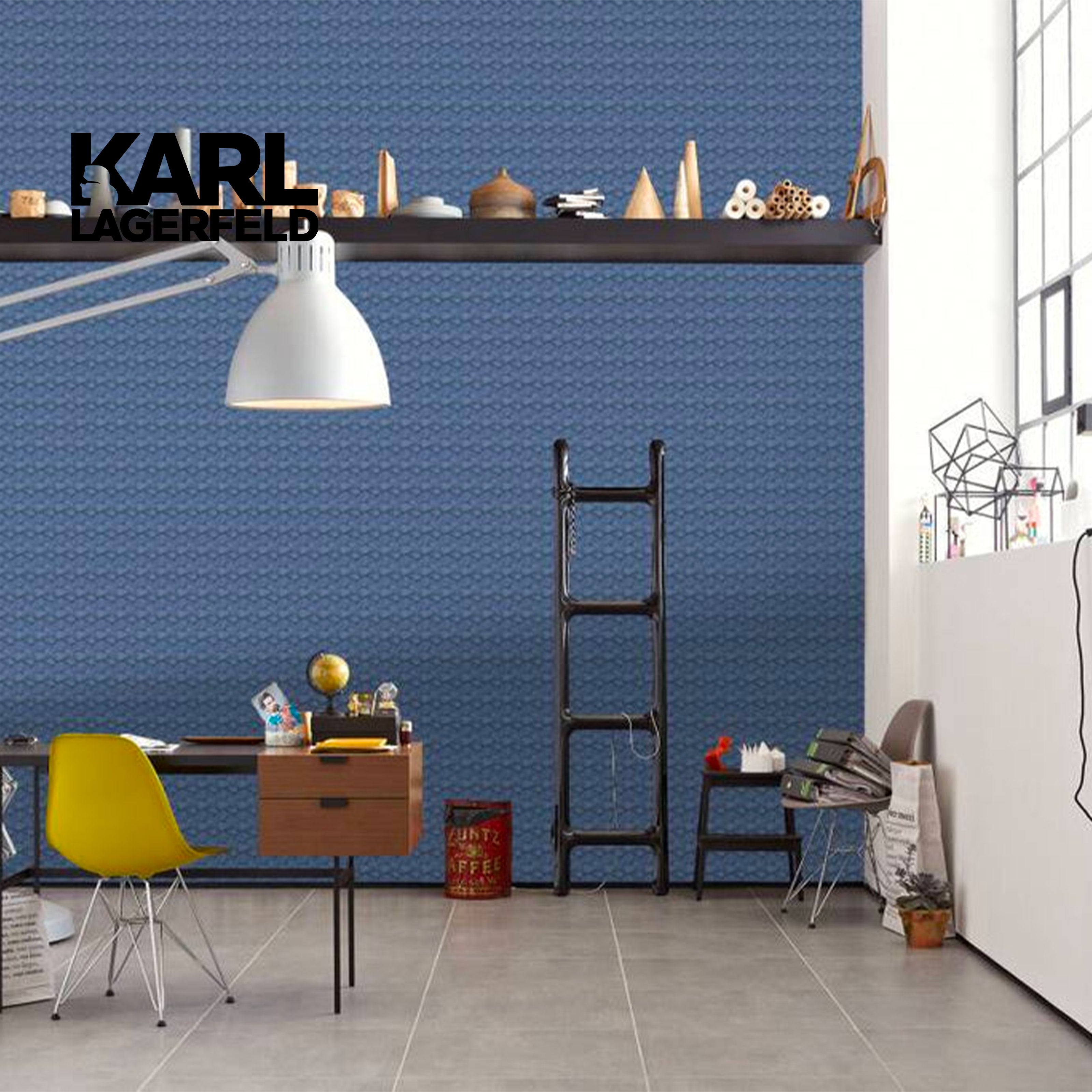 5,32mq Rotolo Carta da Parati griffata KARL LAGERFELD in TNT a rilievo multigloss PREMIUM 10,05x0,53mt cod. 37847-4 - Eternal Parquet