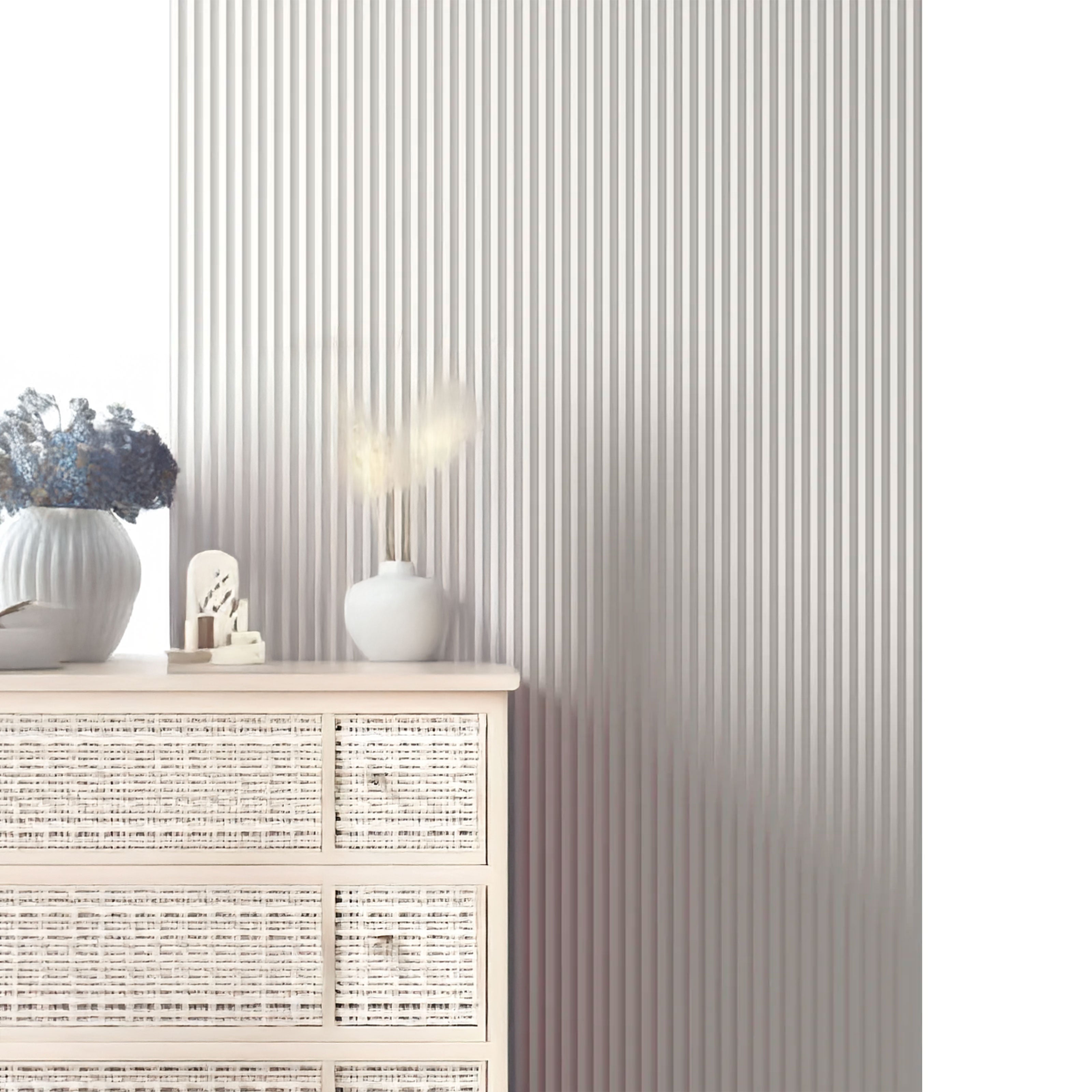 €4,99ml - Asta intera 10x200x2900mm di Rivestimento Parete Boiserie mod.PEAK cannettato Lamelli in Polimeri bianco - Eternal Parquet